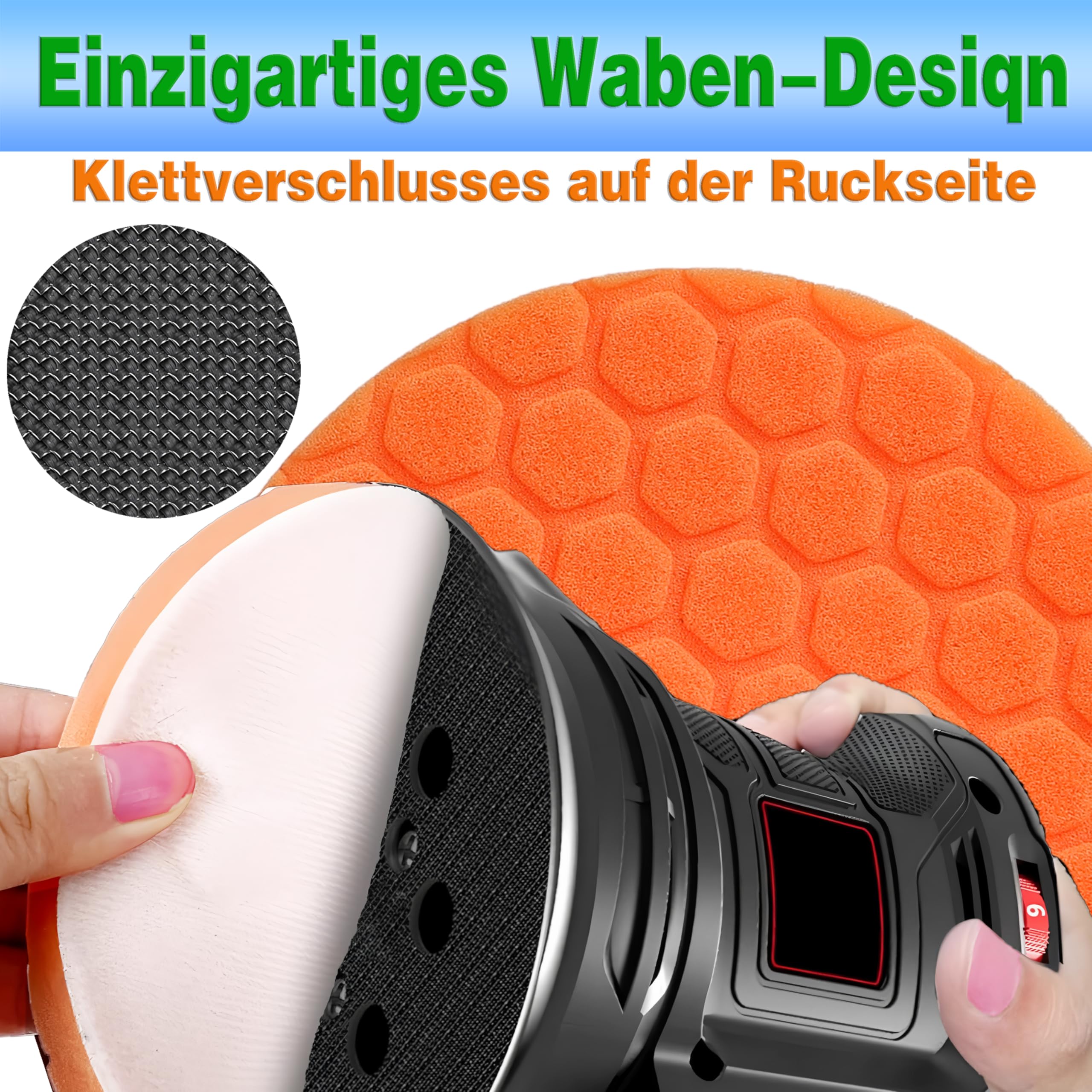Éponge de Polissage 7 Pièces 150 mm Tampon de Polissage | Ensemble de Mousse de Polissage, Polyvalent, Pour Ponceuse de Polisseuse Excentrique