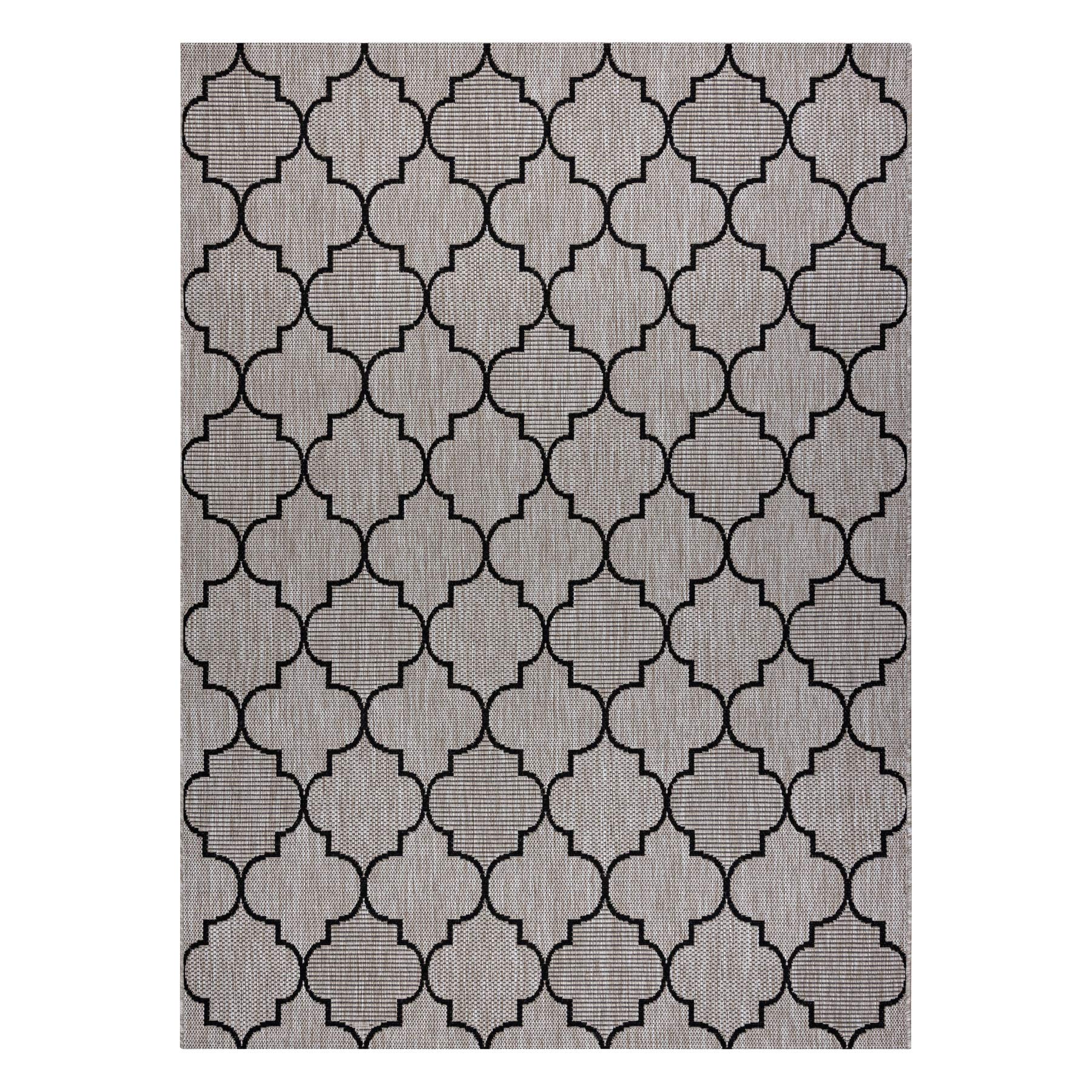 rugsx Nowoczesny dywan sizalowy FLOORLUX do salonu, sypialni, na taras, do kuchni, srebrny/czarny, 80 x 150 cm