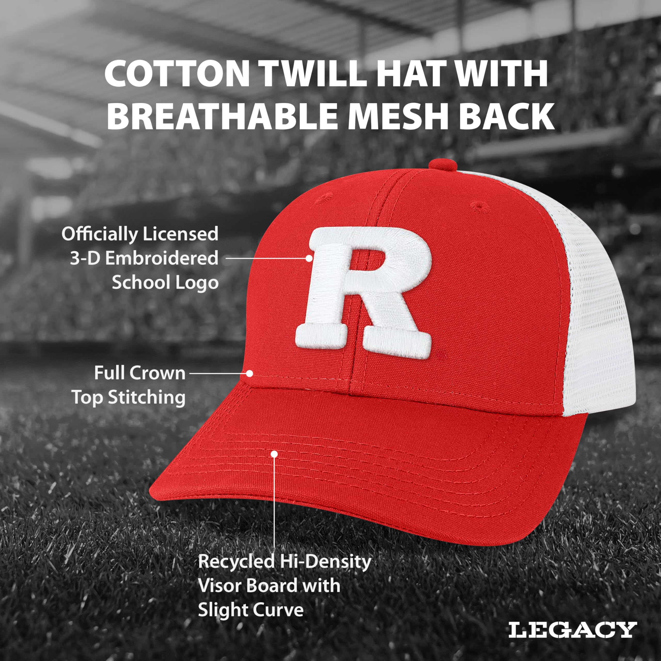 Legacy NCAA Officially Licensed Baseball Hat, Rutgers Scarlet Knights, Lightweig — product photo