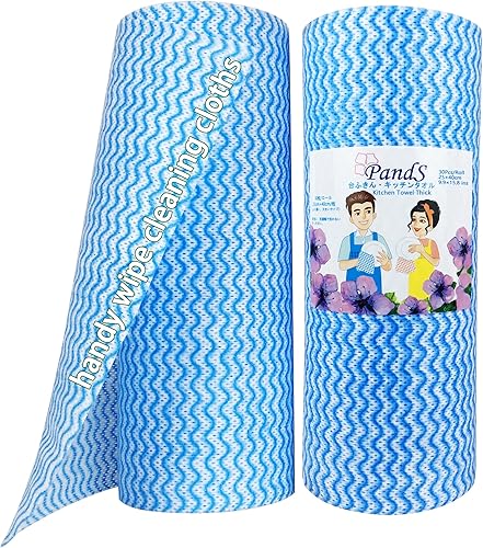 PandS Toallas lavables reutilizables, 2 rollos, paños de cocina para lavar platos de cocina, paños reutilizables, sin pelusas, 10 x 15.7