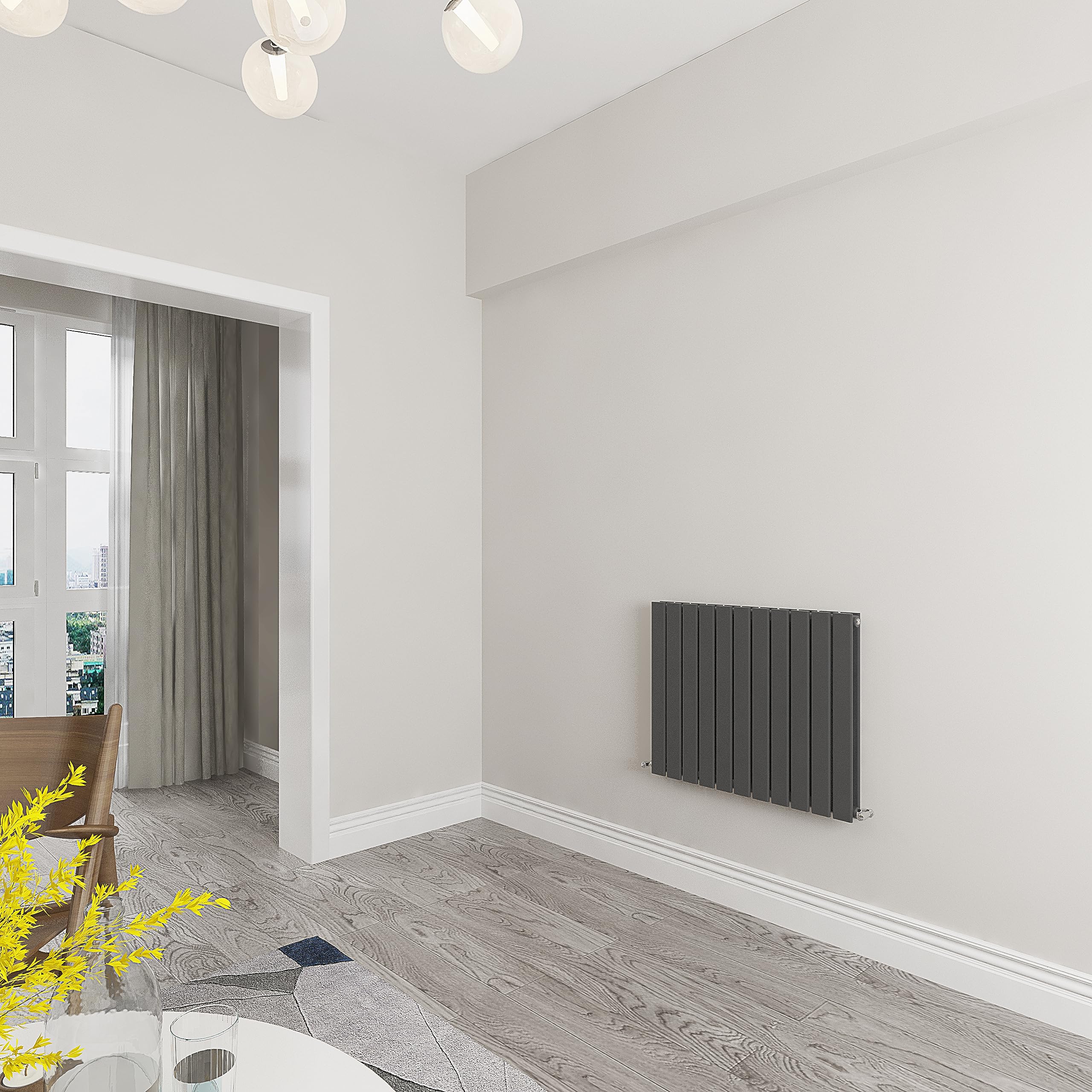 Skybathroom | 600x748mm Horizontal Anthracite Flat Double Panel Central Heating Radiator