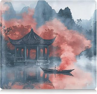 Kigai Chinese Ink Painting Car Registration and Insurance Holder Vehicle Glove Box Organizer Car Document Holder for Driver's License and Cards
