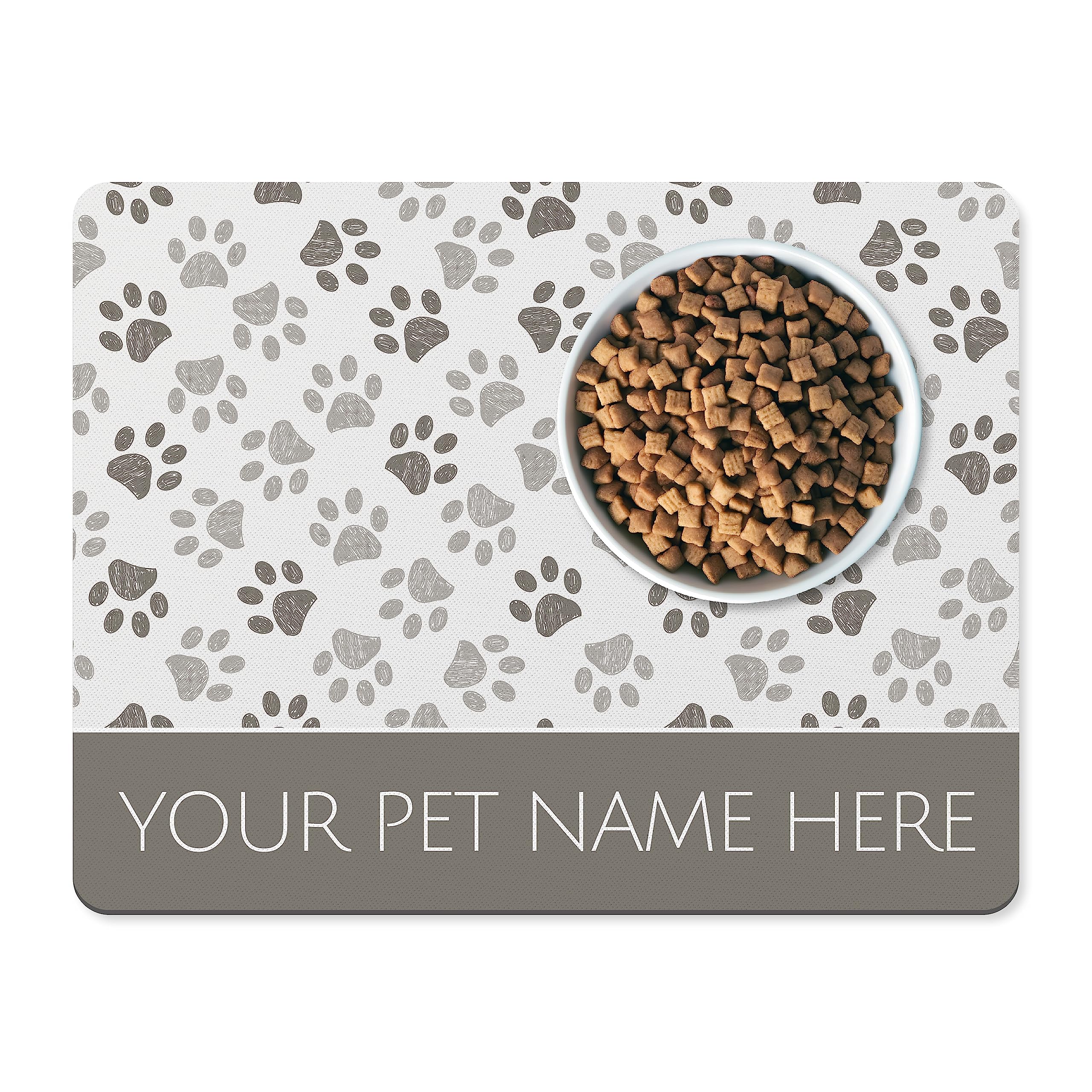 Personalised Dog Bowl Mat - Stylish Customised Pet Food Mat for Cats And Dogs (Brown)