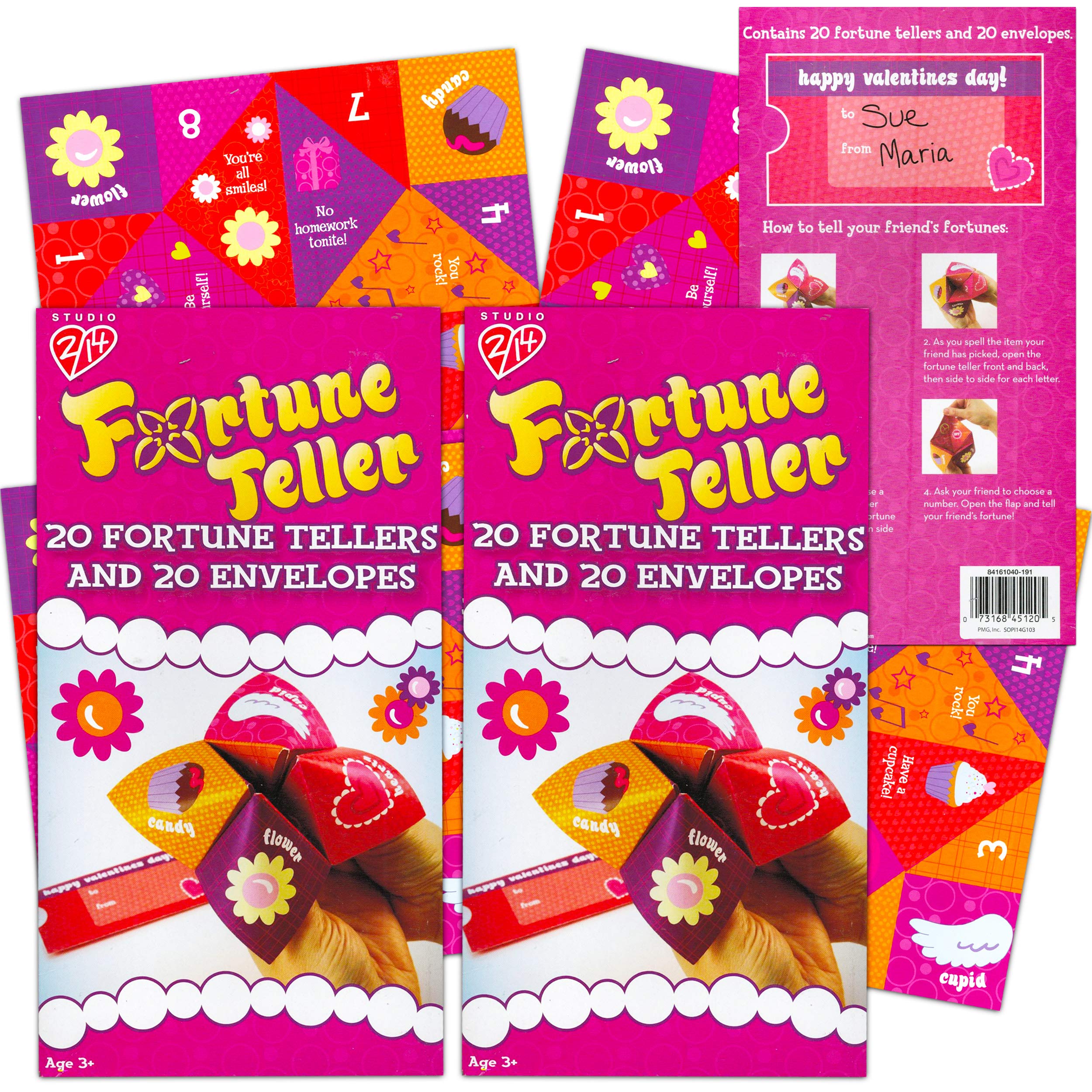 Paper Magic Cootie Catcher Fortune Teller Valentines Cards with Envelopes (40 Pack)