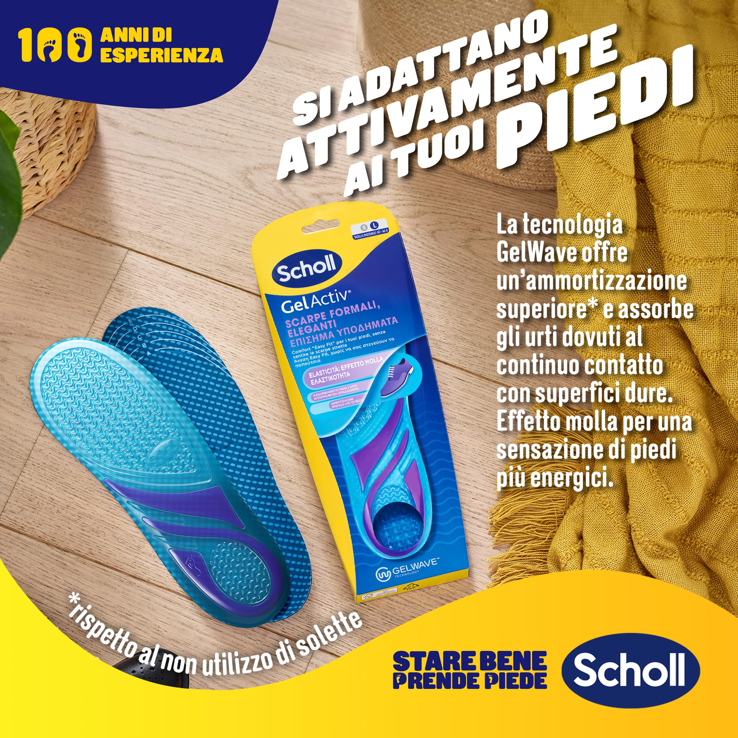 Scholl Solette GelActiv Scarpe Formali ed Eleganti, Solette Sottili con Tecnologia GelWave Ammortizzante, Comfort "Easy Fit" per i Piedi, Senza Sentire le Scarpe Strette, Taglia 40-46.5