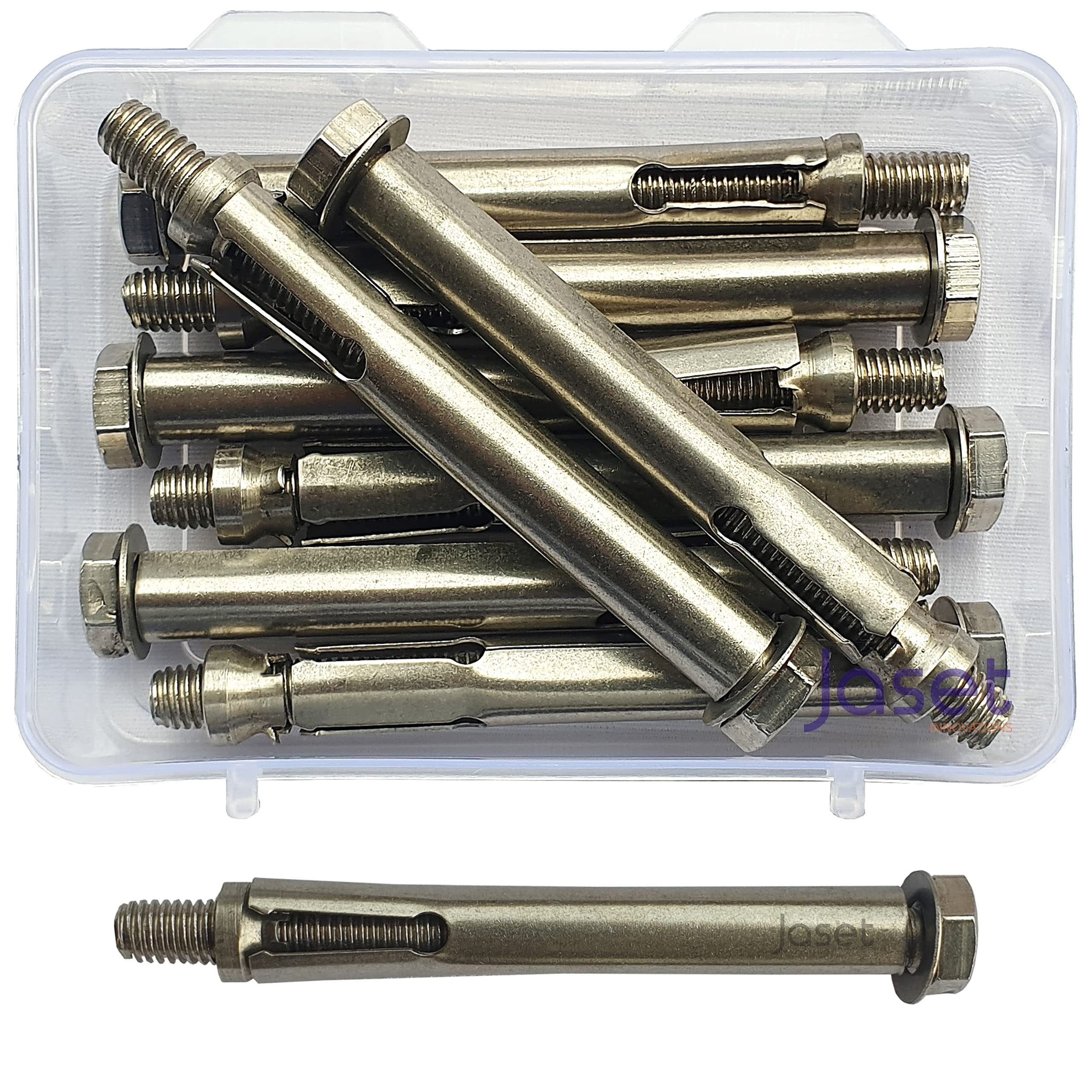 Jaset Innovations Stainless Steel Anchor Fasteners - Economical Value Pack - 8mm Hex Head Bolt, 95mm Length (8mm x 95mm) - 8 Pieces Pack