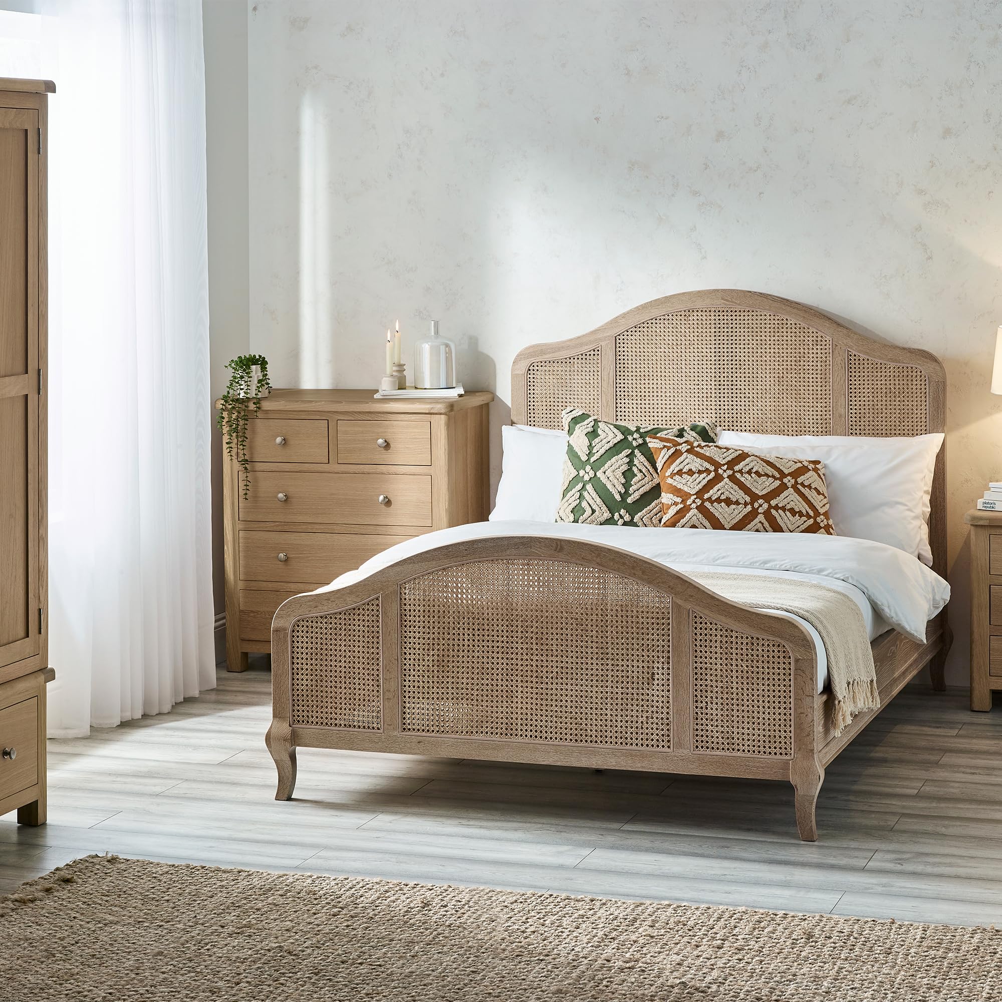 Julian Bowen Fleur Rattan Bed 150Cm - Light Oak