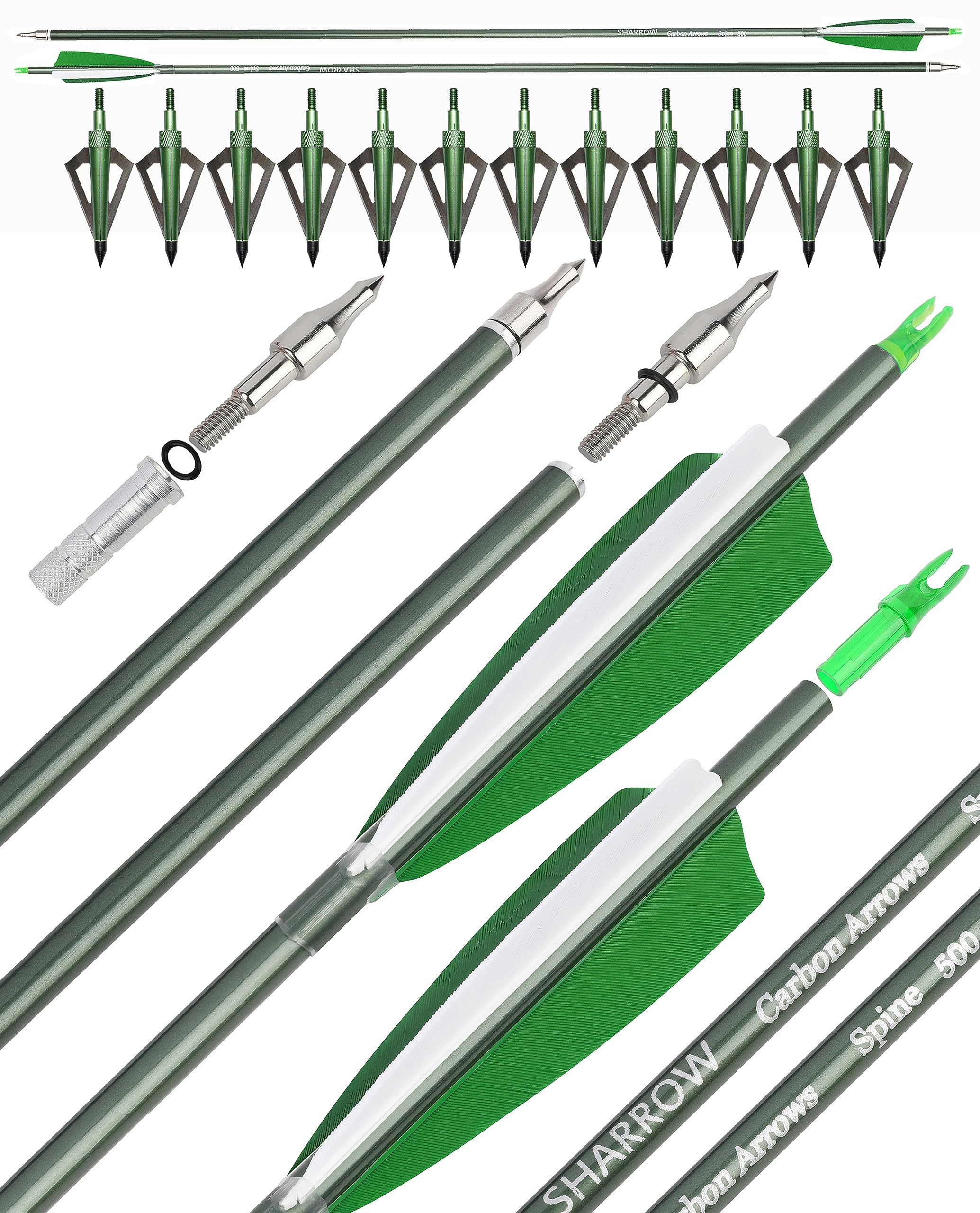 Flèches Carbone Surwolf 31.5 Pouces - Spine 400 Pour Arc Composé Et Classique - 6 Ou 12 Pièces