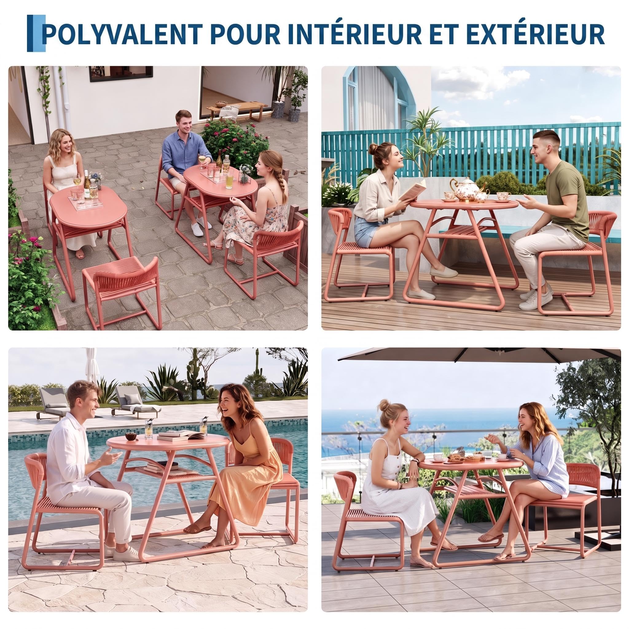 Set de Bistrot de Jardin 3 Pièces, Design Compact Cafés, Bars