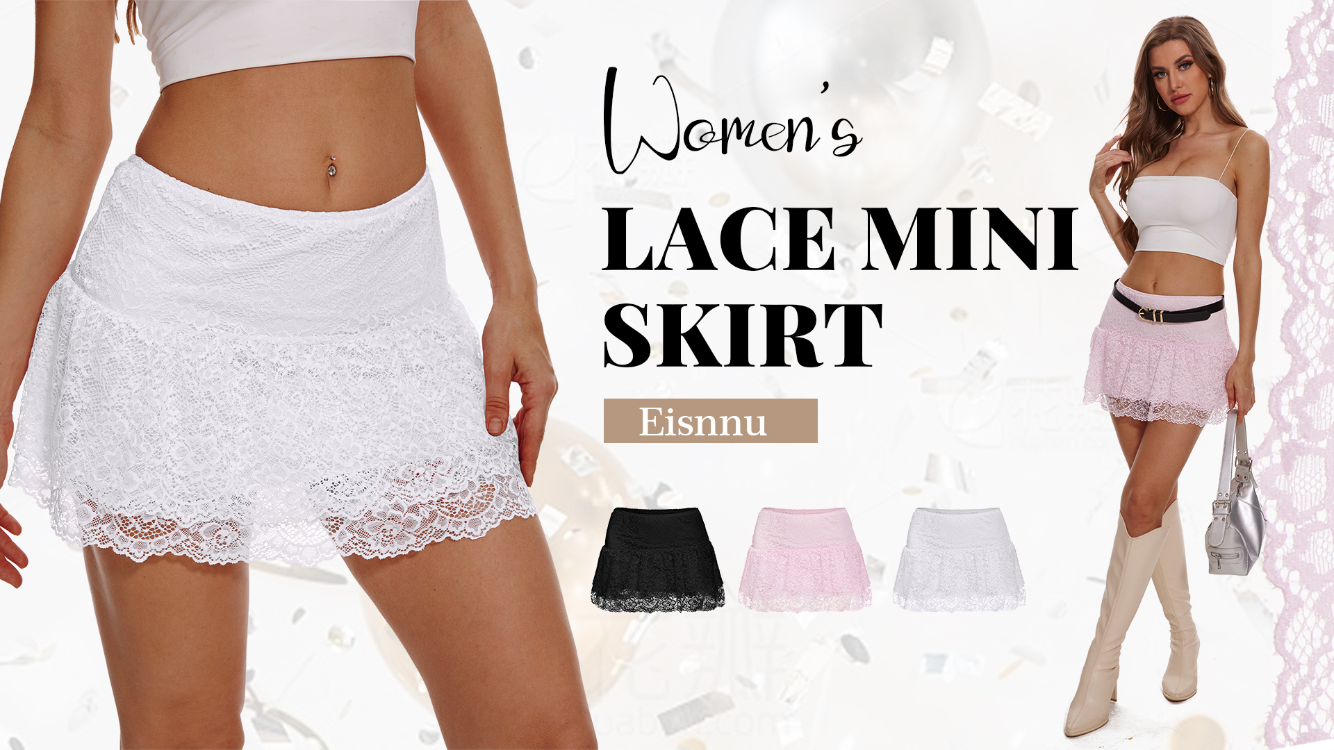 Y2K - Mini Jupe Taille Basse, Volants à Plusieurs Niveaux, Bordure En