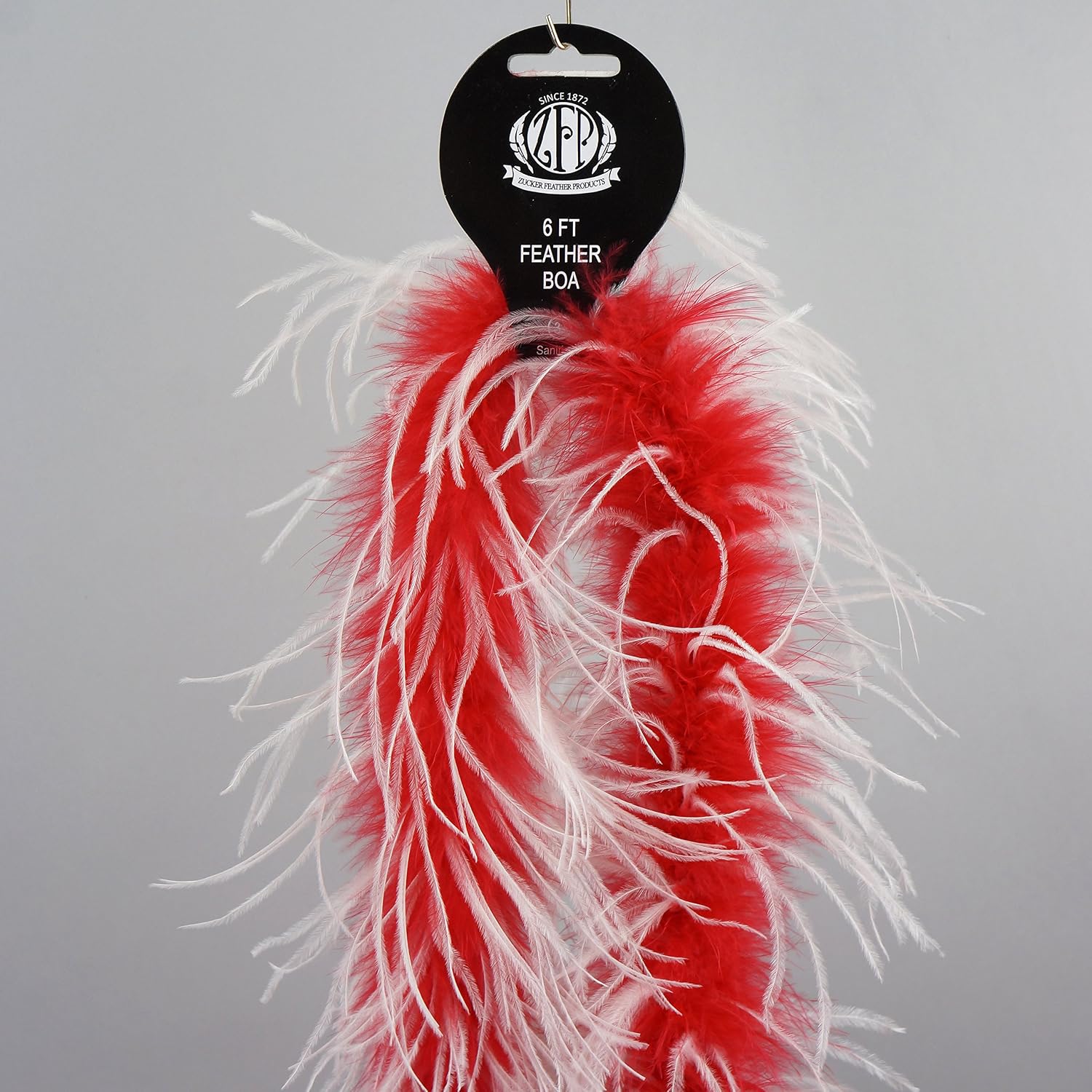 Zucker Ostrich Feather Boa - Cosplay Costume Flapper Accessory, 6 feet, Red/White