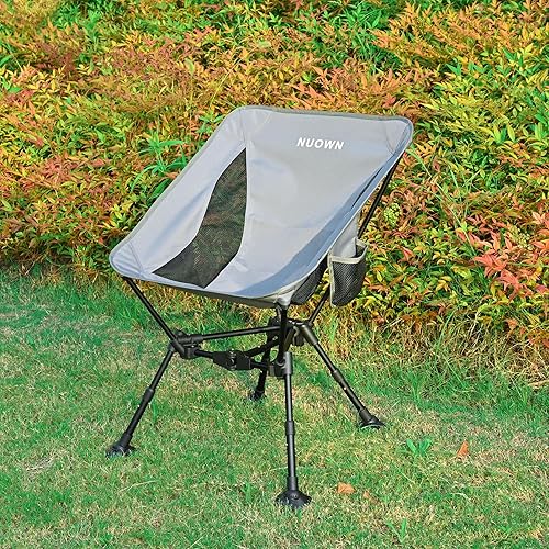 Miniatura 5 de Silla portátil para campamento, altura ajustable, silla de playa plegable, ligera, portátil, plegable, con bolsillos laterales para senderismo y