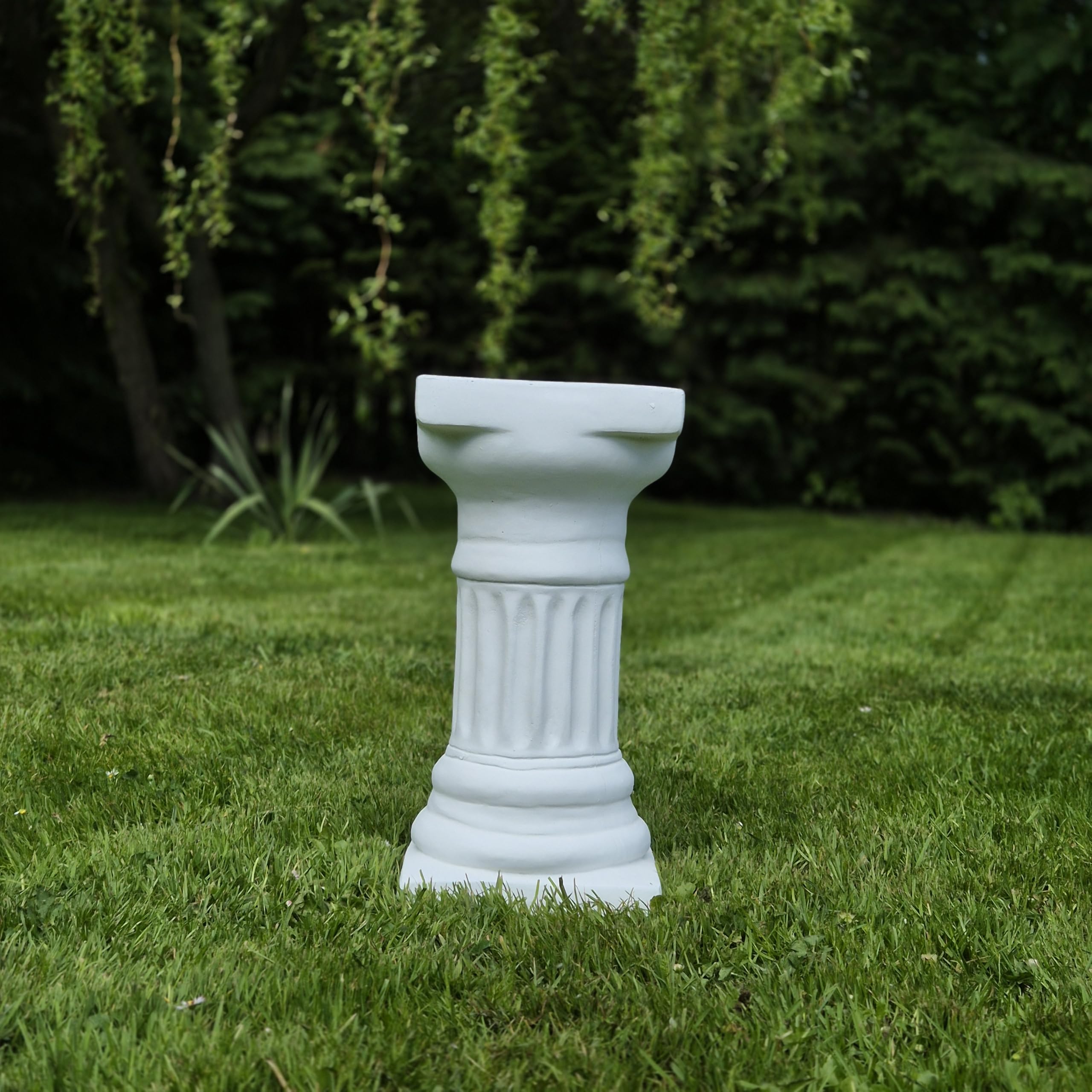 FABRIQ Doriische Colonne en pierre, blanche, hauteur 39 cm, surface au sol 18 x 18 cm, décoration de jardin, colonne de plantes, socle résistant aux intempéries