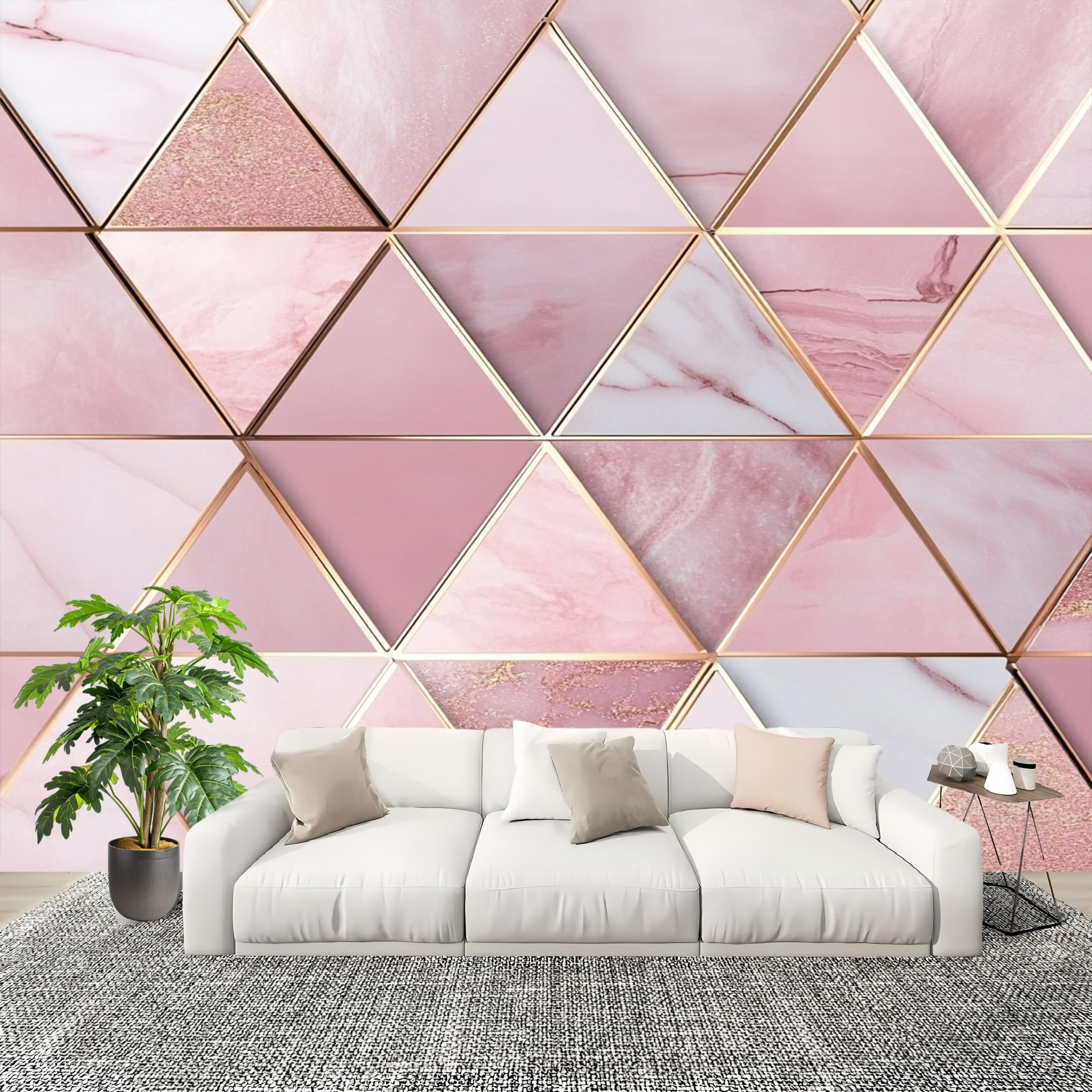 Papier peint intissé 400x280 rose lavable pour cacher les imperfections