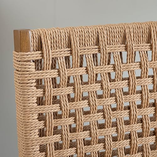 Miniatura 11 de Bennett - Juego de 2 sillas plegables naturales con respaldo de cuerda tejida y asiento tapizado de lino Linon