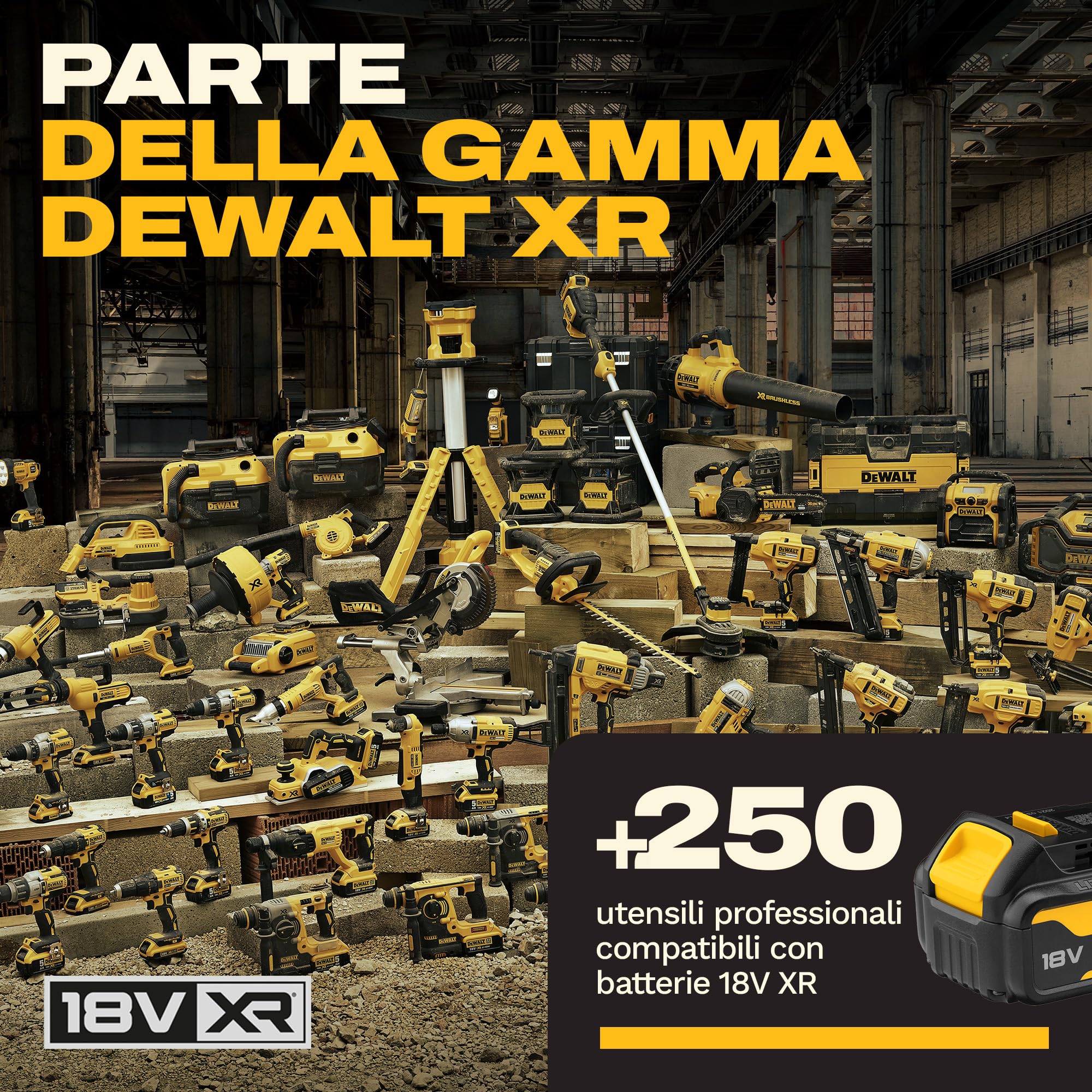 DEWALT Kit Combo 18V 4PC (trapano avvitatore compatto, avvitatore ad impulsi, martello rotante 18V SDS-Plus, smerigliatrice angolare 125mm) con 3 batterie 4Ah in borsa morbida, DCK424M3-QW