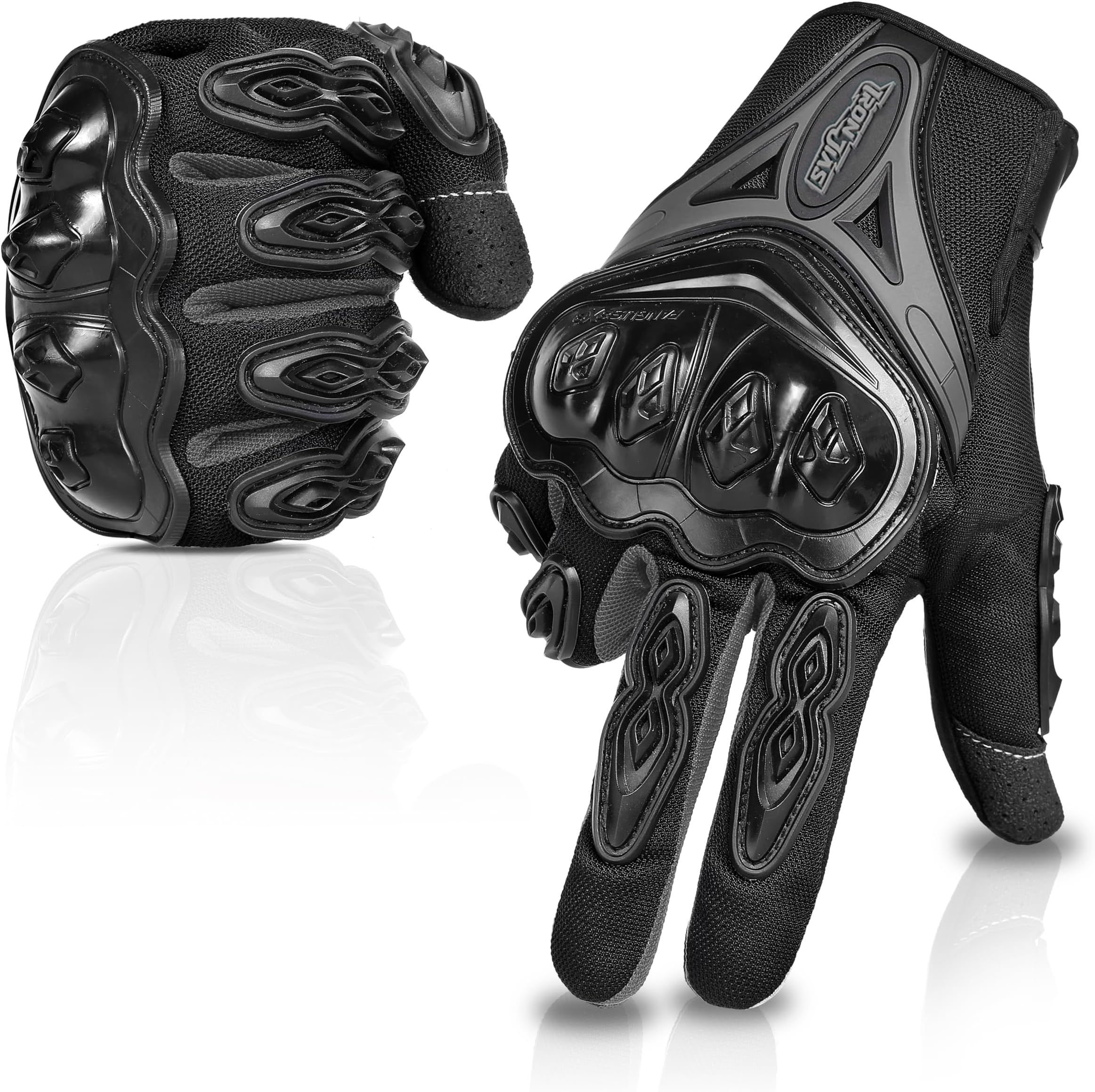 IRON JIA'S Motorcycle Gloves Full Finger Durable for Road Racing Bike Summer Spring Powersports Support Touch Screen Black-M