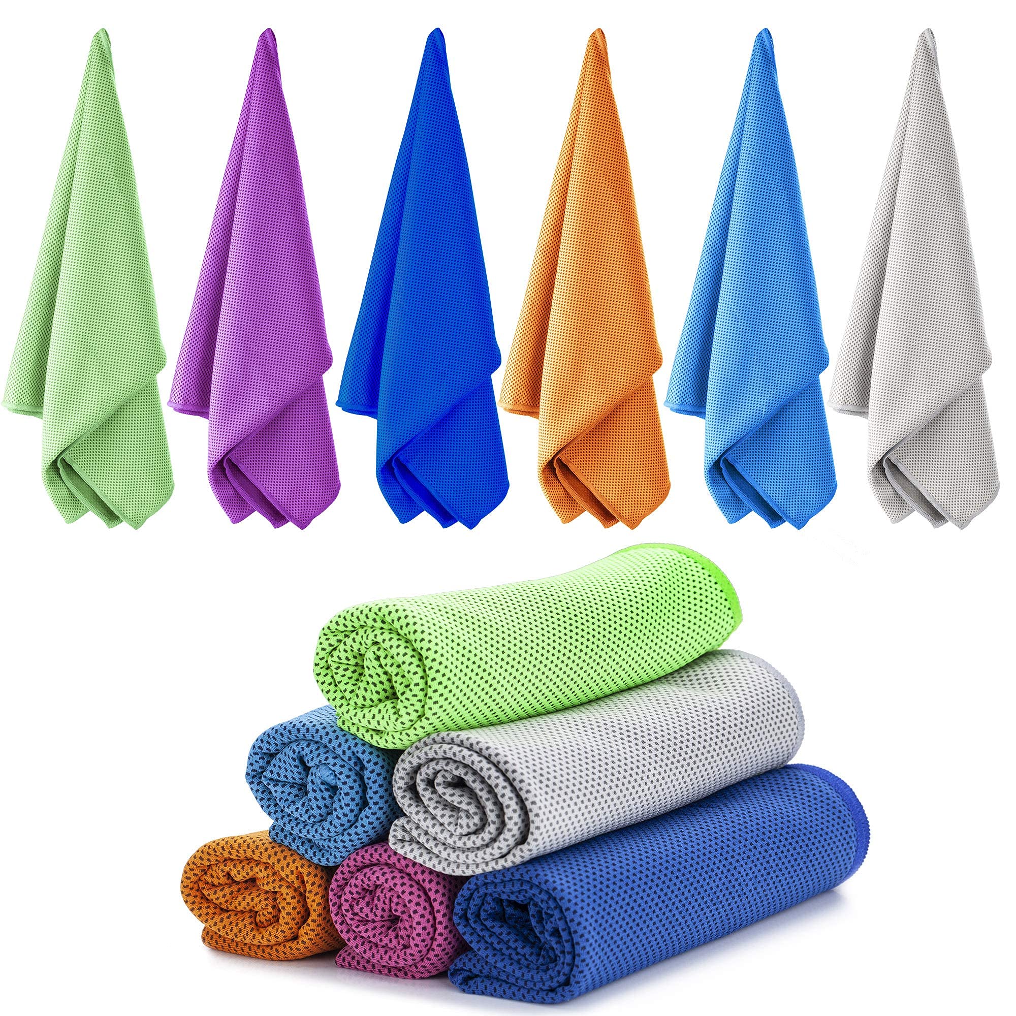 Asciugamano in microfibra, 81,3 x 30,5 cm, rinfrescante, morbido, per collo e viso, traspirante, asciugamano rinfrescante per yoga, sport, campeggio e altre attività (colori chiari, 50 pezzi)