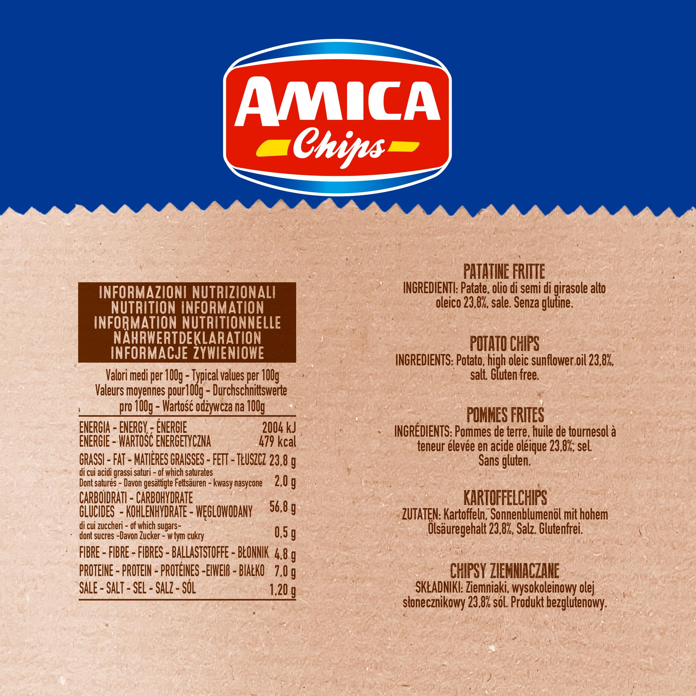 AMICA Chips - Eldorada Patatine Ricetta Grigliata, 15 Confezioni da 130g