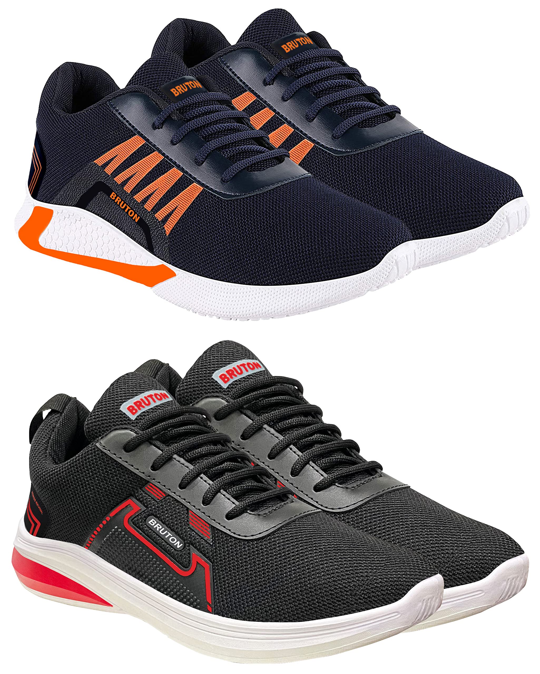 BRUTON Combo Pack of 2 Perfect Sport, Gym & Running Shoes for Mens (Set of 2 Pairs) Black - Blue (B09ZP527XF) Amazon Price History, Amazon Price Tracker