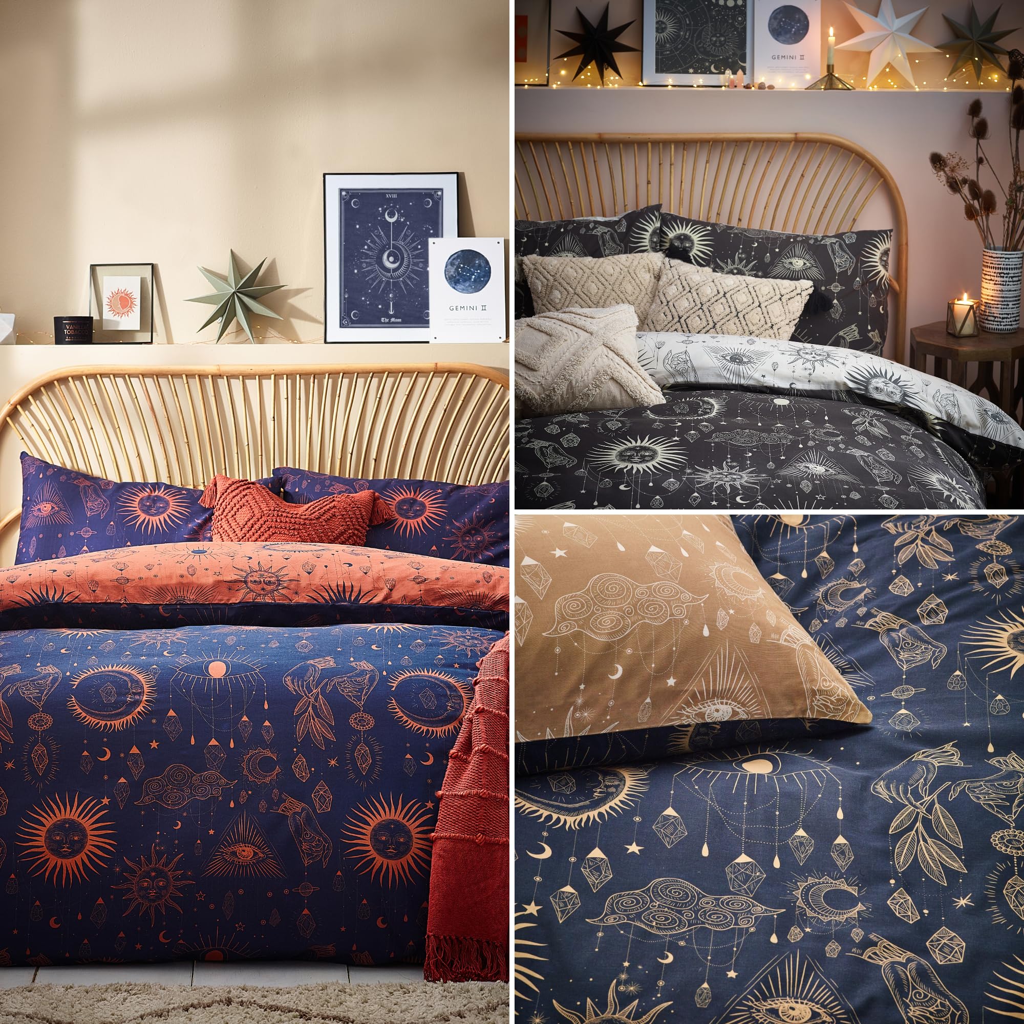Amazon.co.jp: furn.星座布団カバーセット – 星と月の天体銀河プリント