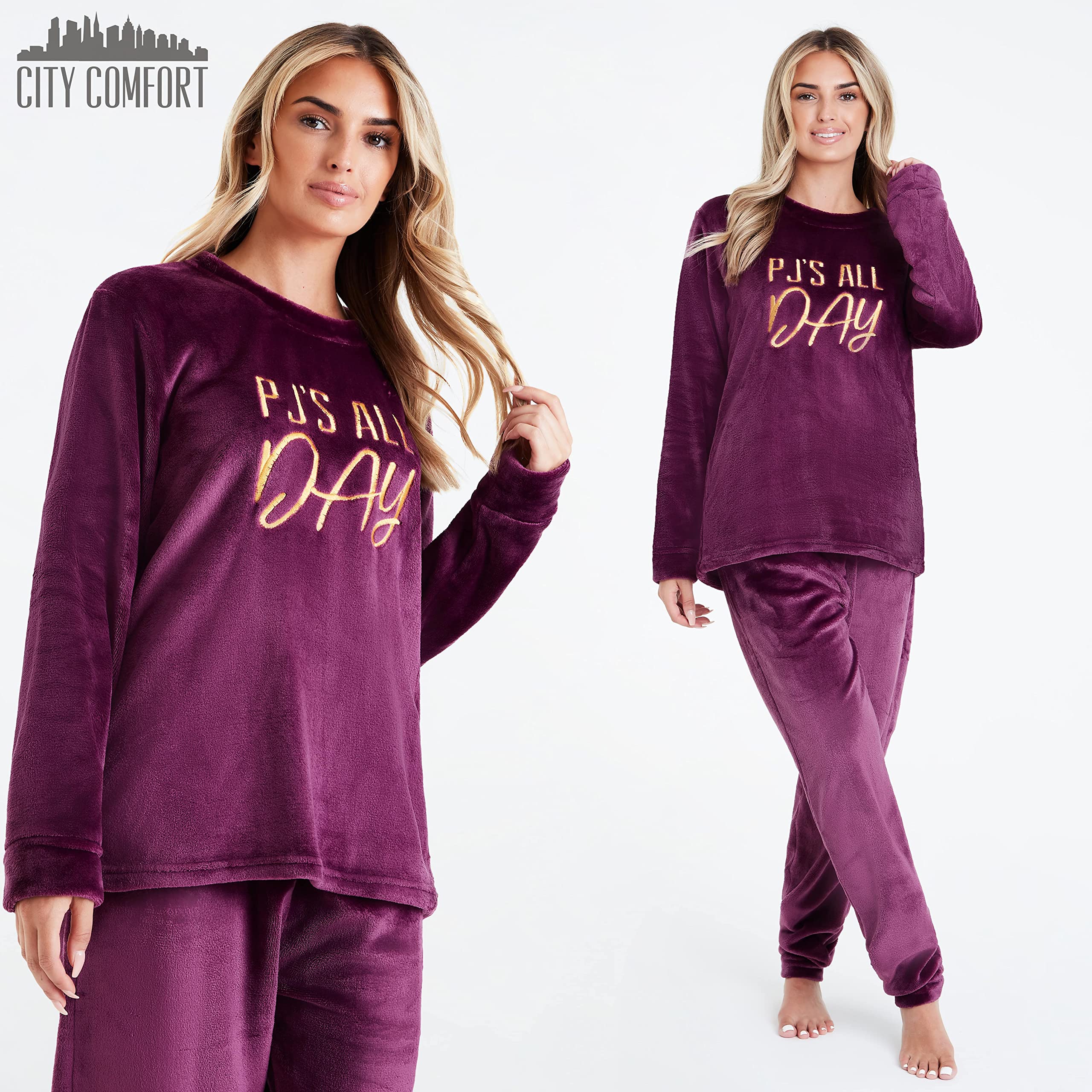 CityComfort Pigiama Pile Donna, Set Manica Pigiama Donna Invernale per Adulti Adolescenti, Regali per Lei