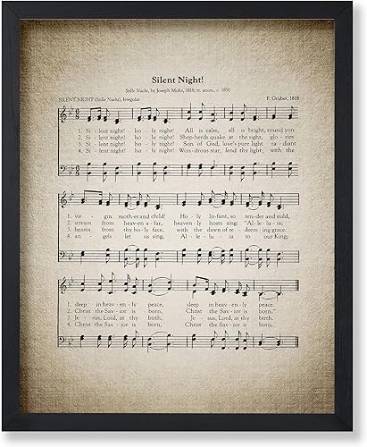Poster Master Póster de Noche Silenciosa – Impresión de partituras de canciones de Navidad – Arte de Partitura Musical – Regalo navideño para él,