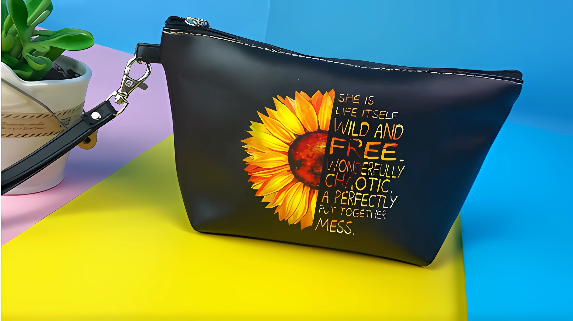 2PCS Tote Bag para Mujer con Billetera y Bolsa Cosmética miniatura 7