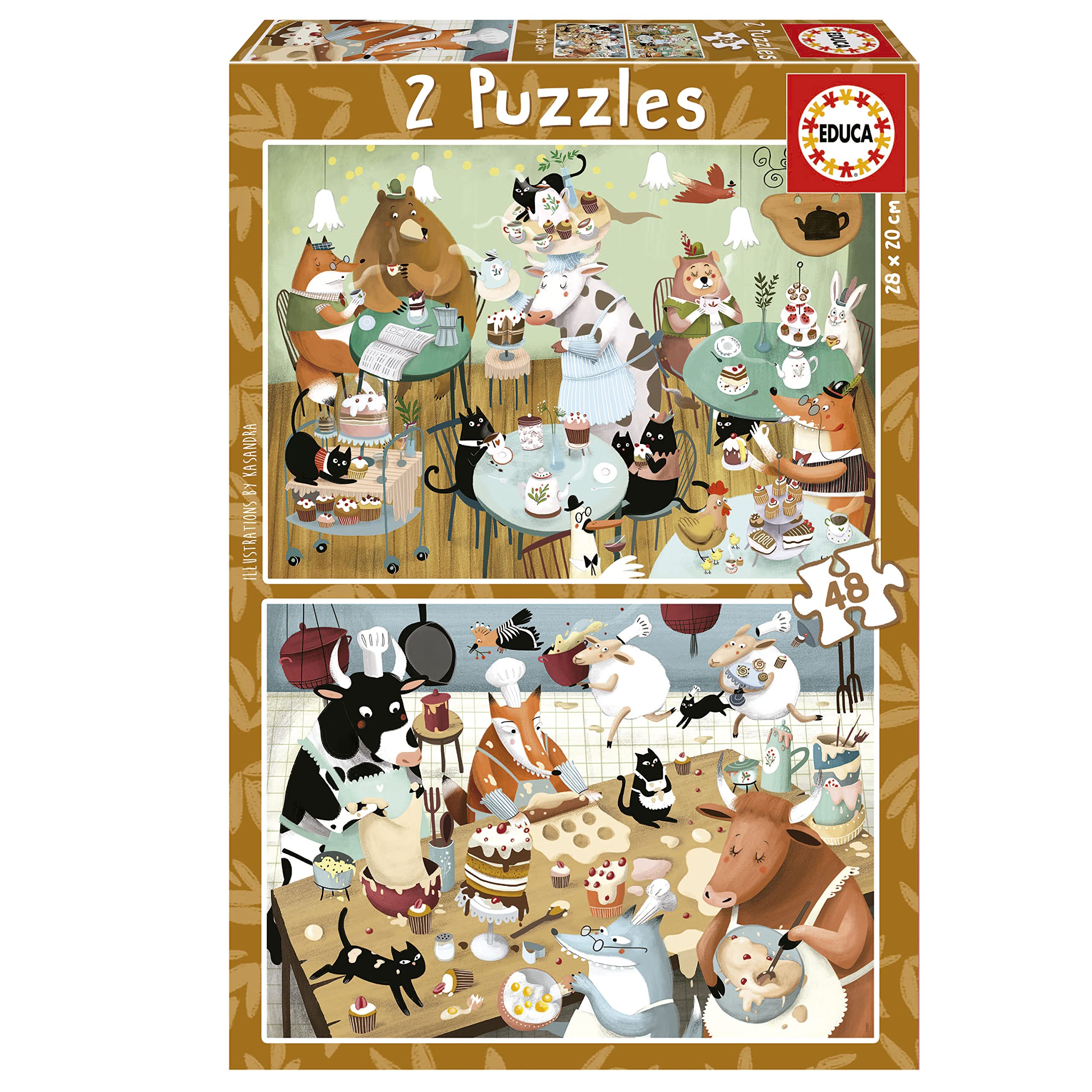 Educa - Set de 2 Puzzles Infantiles con 48 Piezas | Cuentos del Bosque by Kasandra. Medidas: 28 x 20 cm. Recomendados a Partir de 4 años (19687)