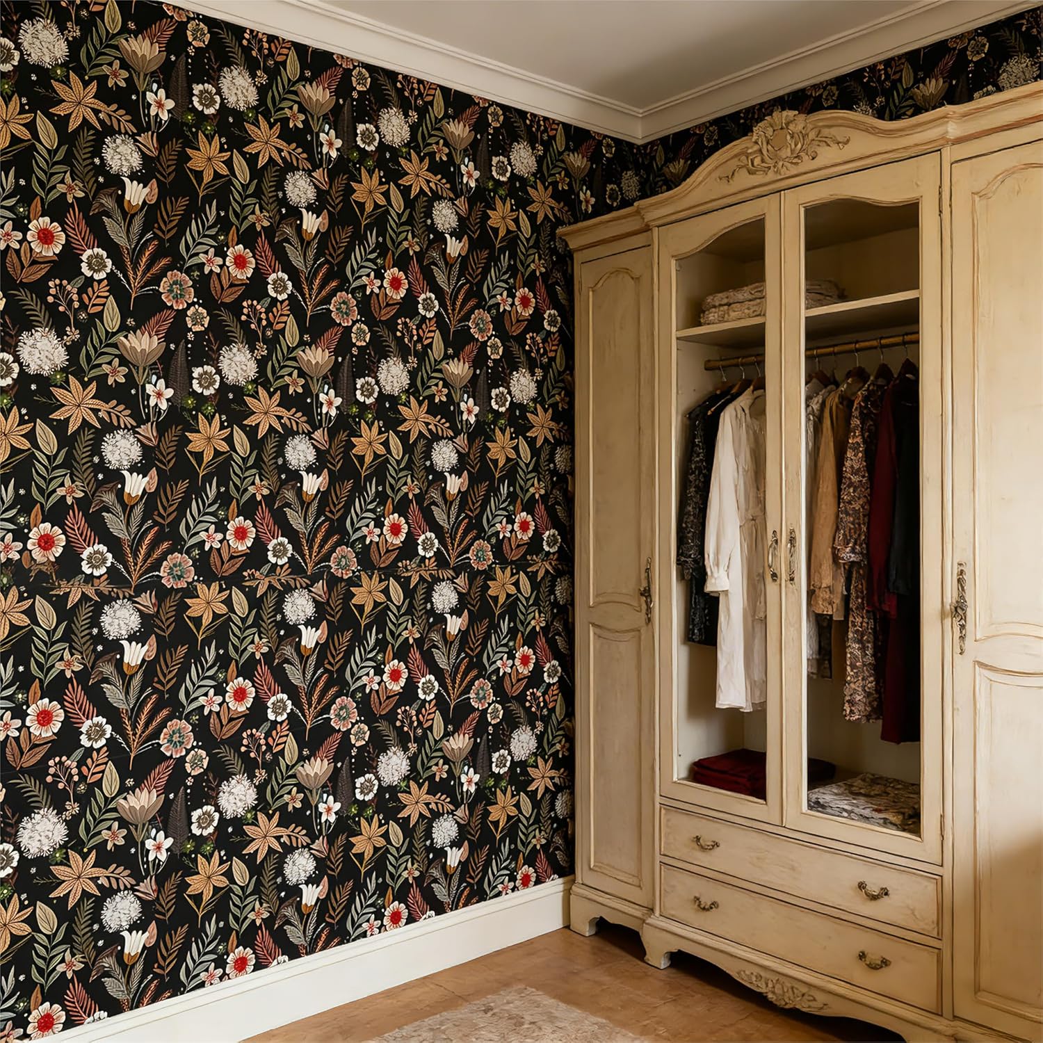 Peel and Stick Wallpaper Removable Self-Adhesive, Renter Friendly Waterproof Vinyl Contact Paper, Boho Self Stick Wall Paper for Bedroom Bathroom Cabinet Furniture Makeover, 17.5" x 118"