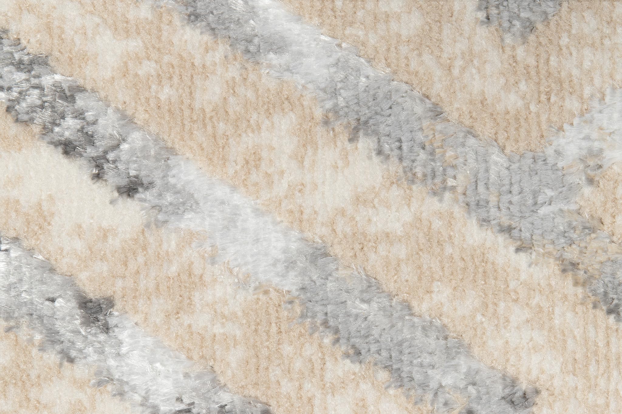 TAPISO Crystal Teppich Läufer Glänzend Grau Beige Schwarz Modern Gitter Verwischt Muster Wohnzimmer Schlafzimmer Flur Eingang ÖKO-TEX 100 x 130 cm