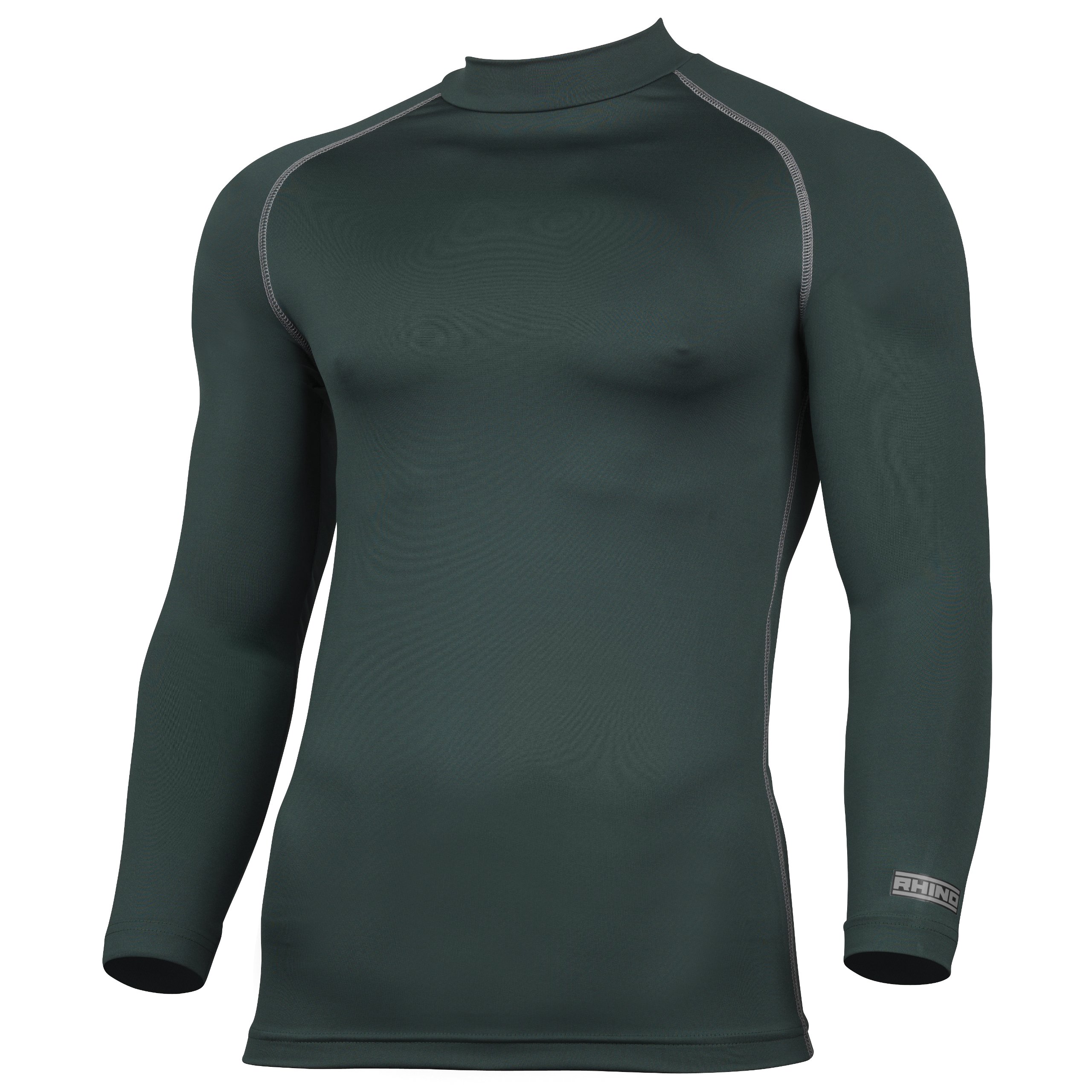 Rhino – Camiseta interior de manga larga, para deporte, de compresión, Hombre, color verde oscuro, tamaño Small