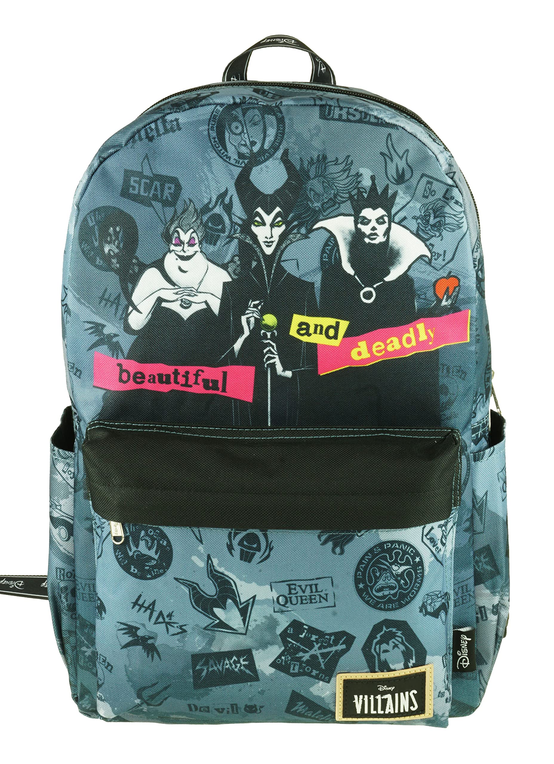 KBNLClassic Disney Villains Backpack with Laptop Compartment for School, Travel, and Work (Villains), Multicolor, Large