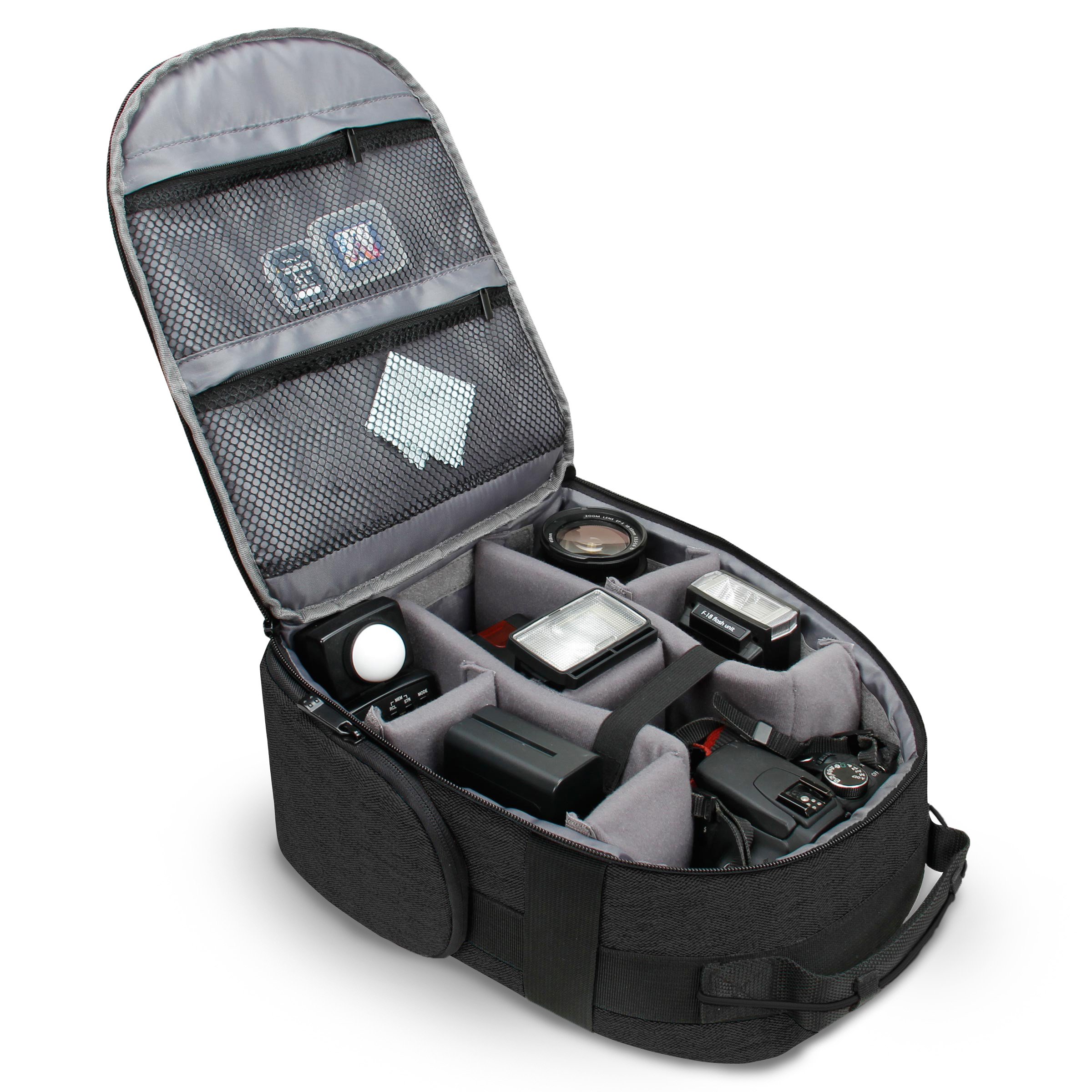 USA Gear Zaino Fotografico Borsa Fotografica con Divisori Accessori Personalizzabili, Conservazione per Obiettivo e Altri Accessory, Supporto Posteriore Confortevole, Custodia per Reflex
