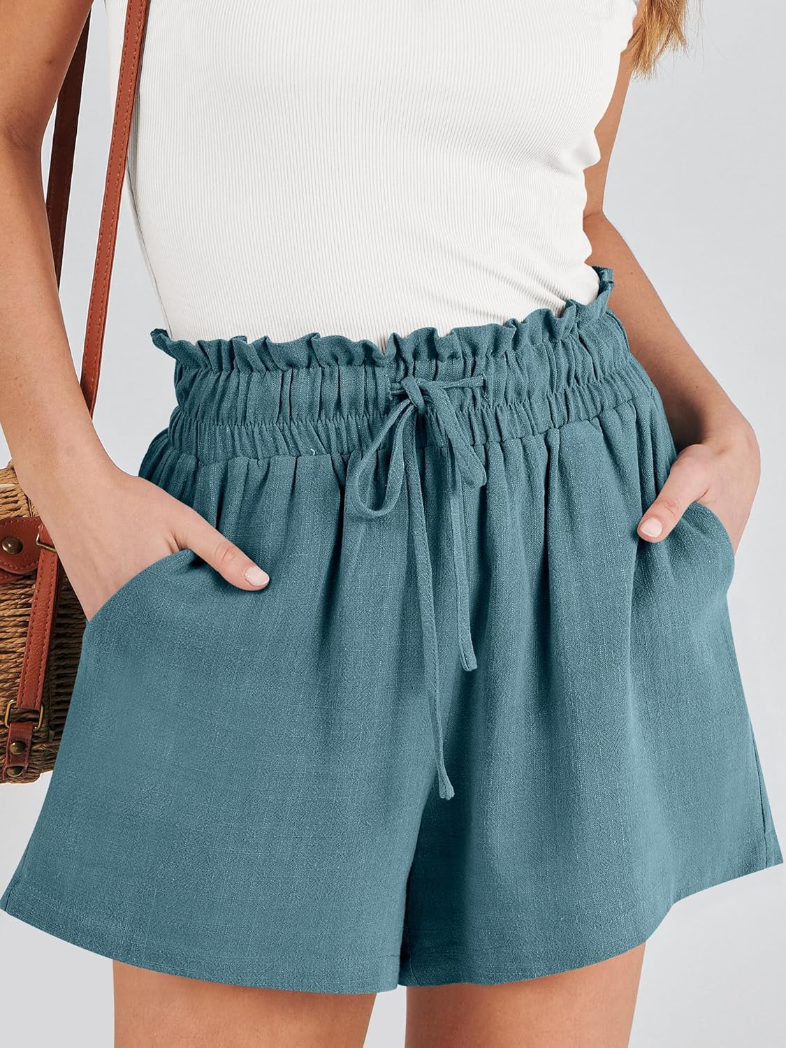 ANRABESS Linen Shorts for Women Summer Casual Wide Leg Loose High Waist Drawstring Dressy Shorts 2026 Beach Vacation Clothes - Image 3