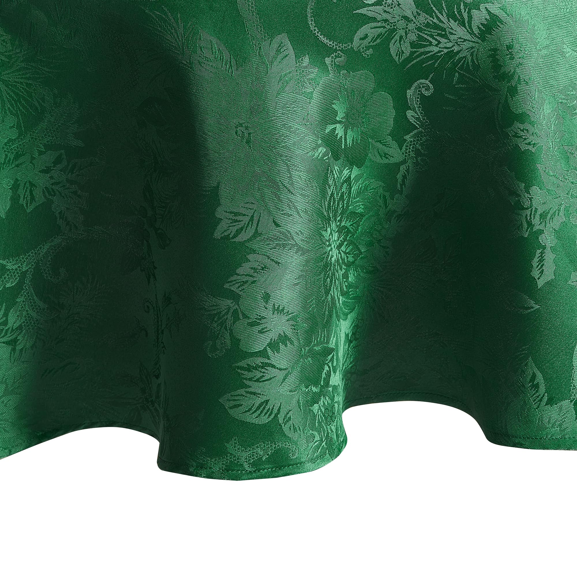 Elrene Home Fashions Poinsettia Elegance Jacquard Christmas/Holiday Waterproof Stain Resistant Dining Tablecloth, 60"X84" Oval, Green