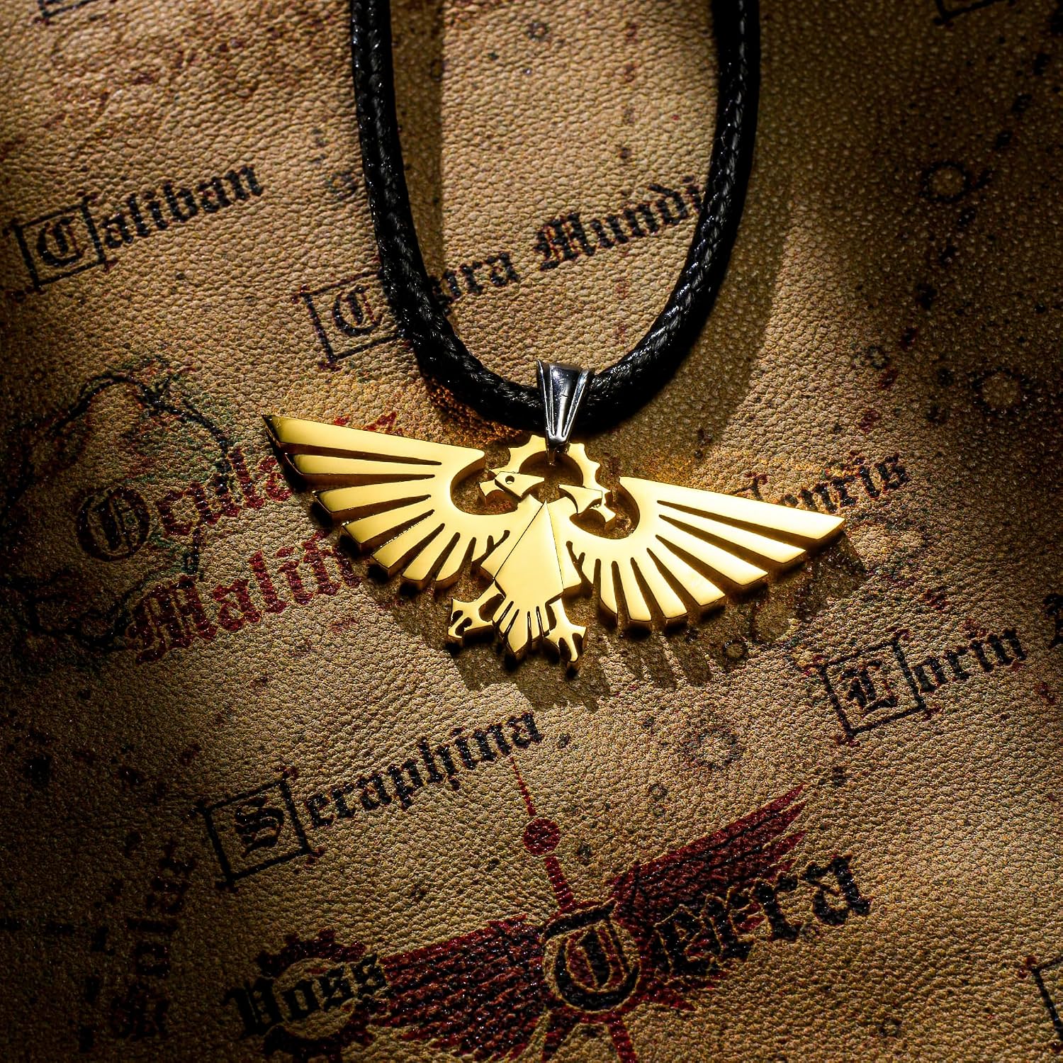 Starforged Warhammer 40000 Imperial Aquila WH40 Men's Stainless Steel Necklace Gold Plated Pendant