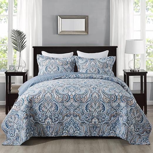 NEWLAKE Cotton Bedspread Quilt SetsReversible Patchwork