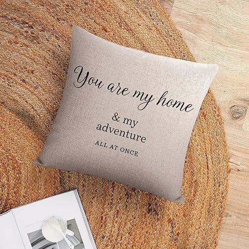 Miniatura 6 de Farmhouse Cotton Linen Cushion Cover Case for Living Room Bedroom Decor You are My Home and My Adventure All at Once Decorative Pillow Case with