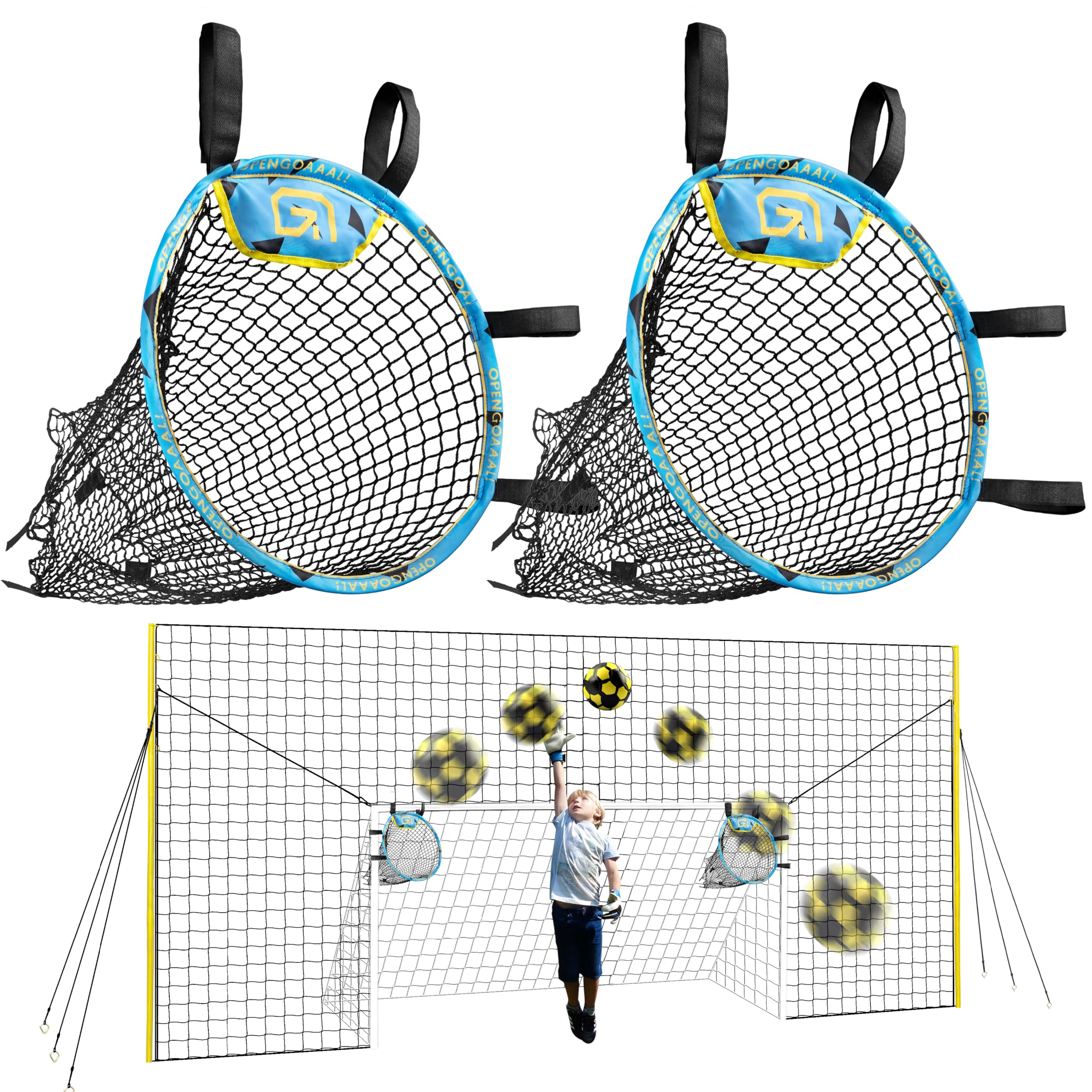 Open Goaaal Soccer Goal - Junior Size - 3-in-1 Training Rebounder Net - Backyard Soccer Net with Backstop - Weather-Resistant Backstop for All Seasons