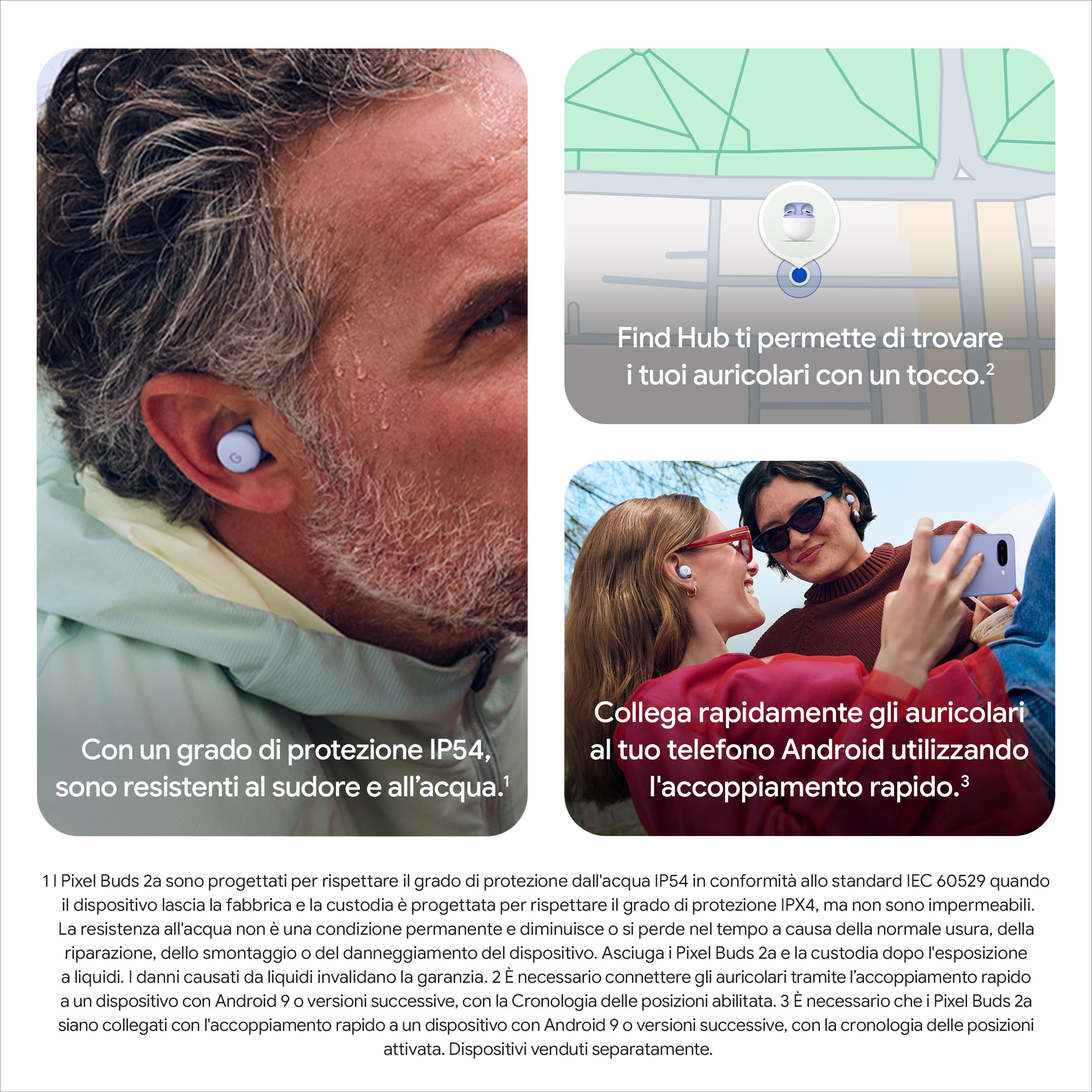 Google Pixel Buds 2a - Auricolari wireless con cancellazione attiva del rumore - Leggeri, comodi e sicuri - Resistenti all'acqua - Compatibili con Bluetooth - Grigio verde