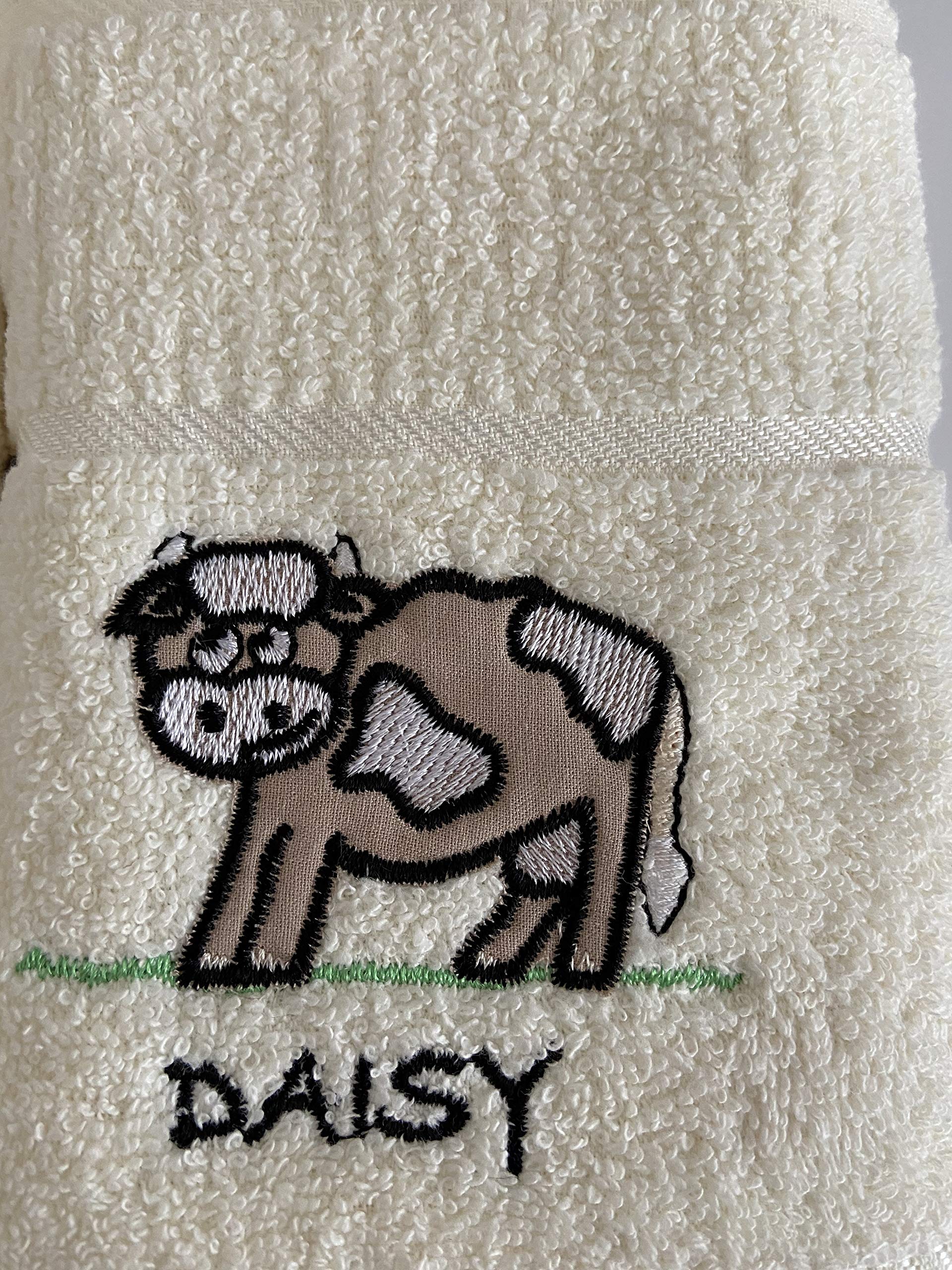 Riggs 100% Cotton 3 Pack Daisy The Cow Design Kitchen Hand Tea Towels in Cream