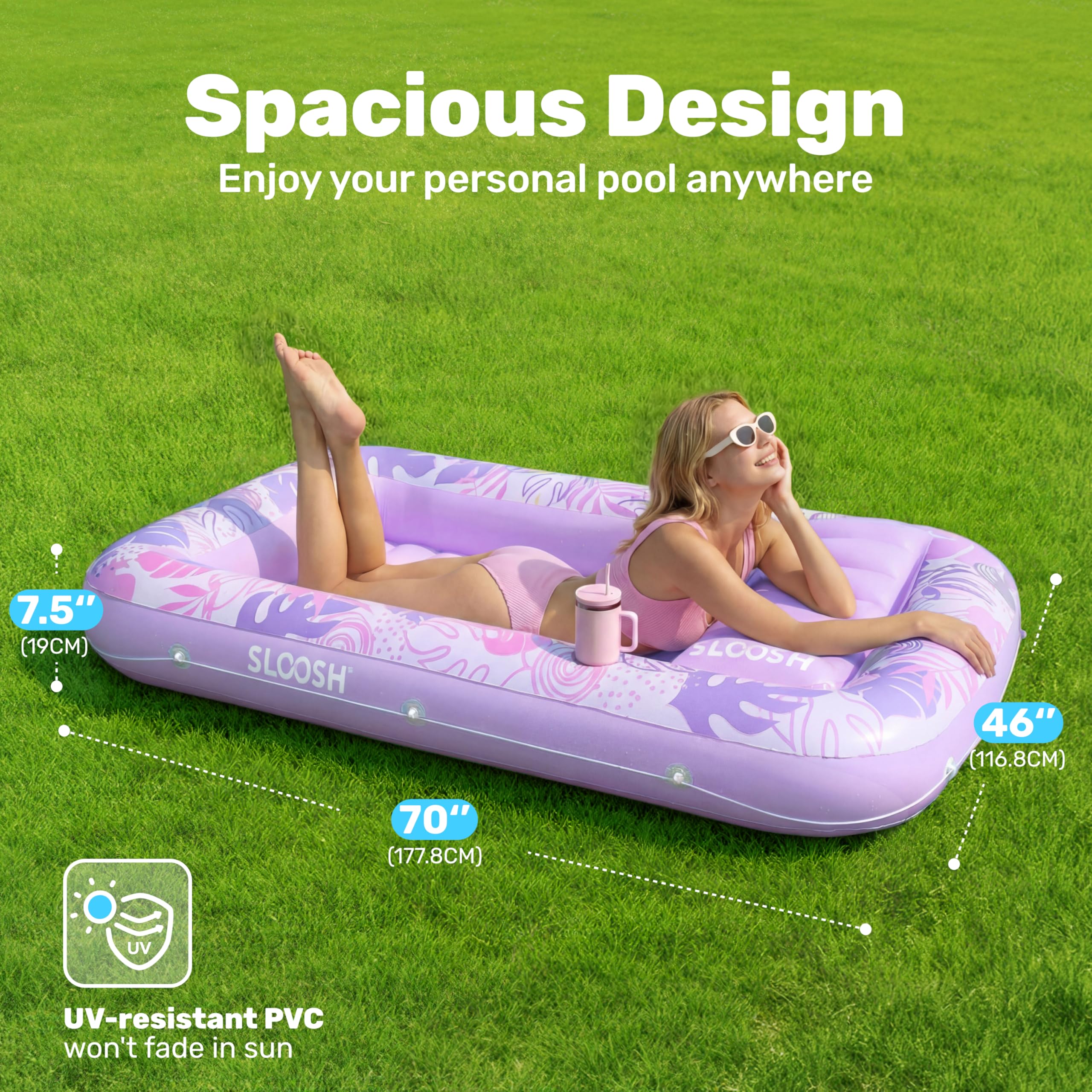 Sloosh Opblaasbare Looibank Ligstoel Float Voor Volwassenen, 70 X 46 Zonnebrand Tub Pool Floats Zon Tanning Tub Ice Bad Badkuip Zonnebank Blow Up Pool Raft | NL