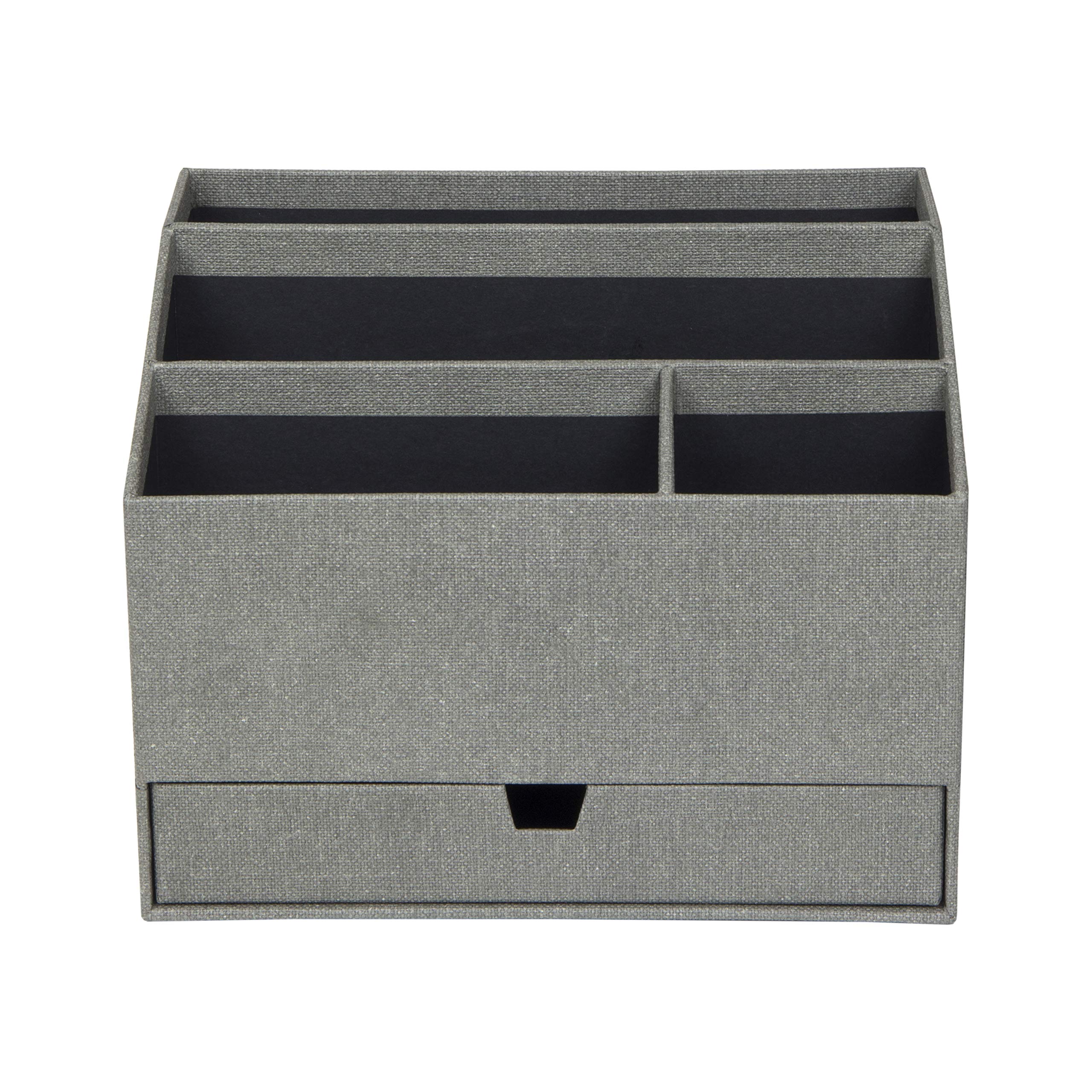 Bigso Greta Schreibtisch-Organizer – robuster Büro-Schreibtisch-Organizer für Bürobedarf und Zubehör – 4 Fächer und Schublade für individuelle Organisation – 23,9 x 15,7 x 18,3 cm – Grau