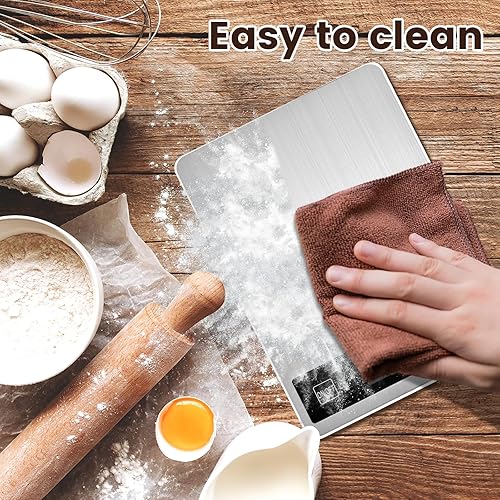 Miniatura 3 de Báscula digital de alimentos, baterías de báscula de cocina de 33 libras y carga USB, graduación precisa de 0.05 onzas, acero inoxidable impermeable