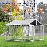 Vista 2 de Perrera grande para perros al aire libre con techo, cerramiento resistente para perros al aire libre, cerca de mascotas para patio, perrera, jaula