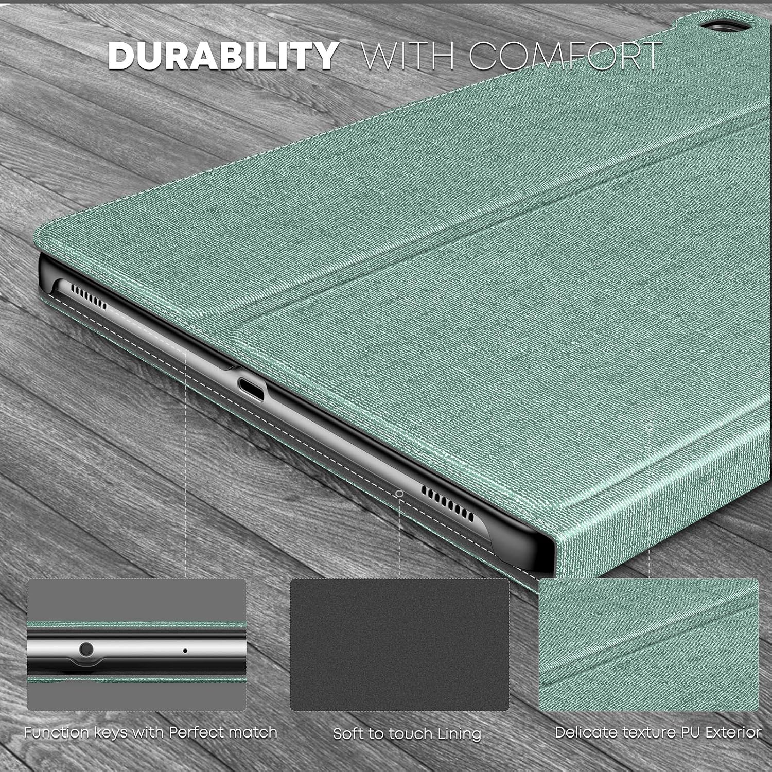 Infiland Samsung Galaxy Tab A 10.1 2019 Case, Multiple Angle Stand Cover Compatible with Samsung Galaxy Tab A 10.1 Inch Model SM-T510/SM-T515 2019 Release Tablet, Mint Green