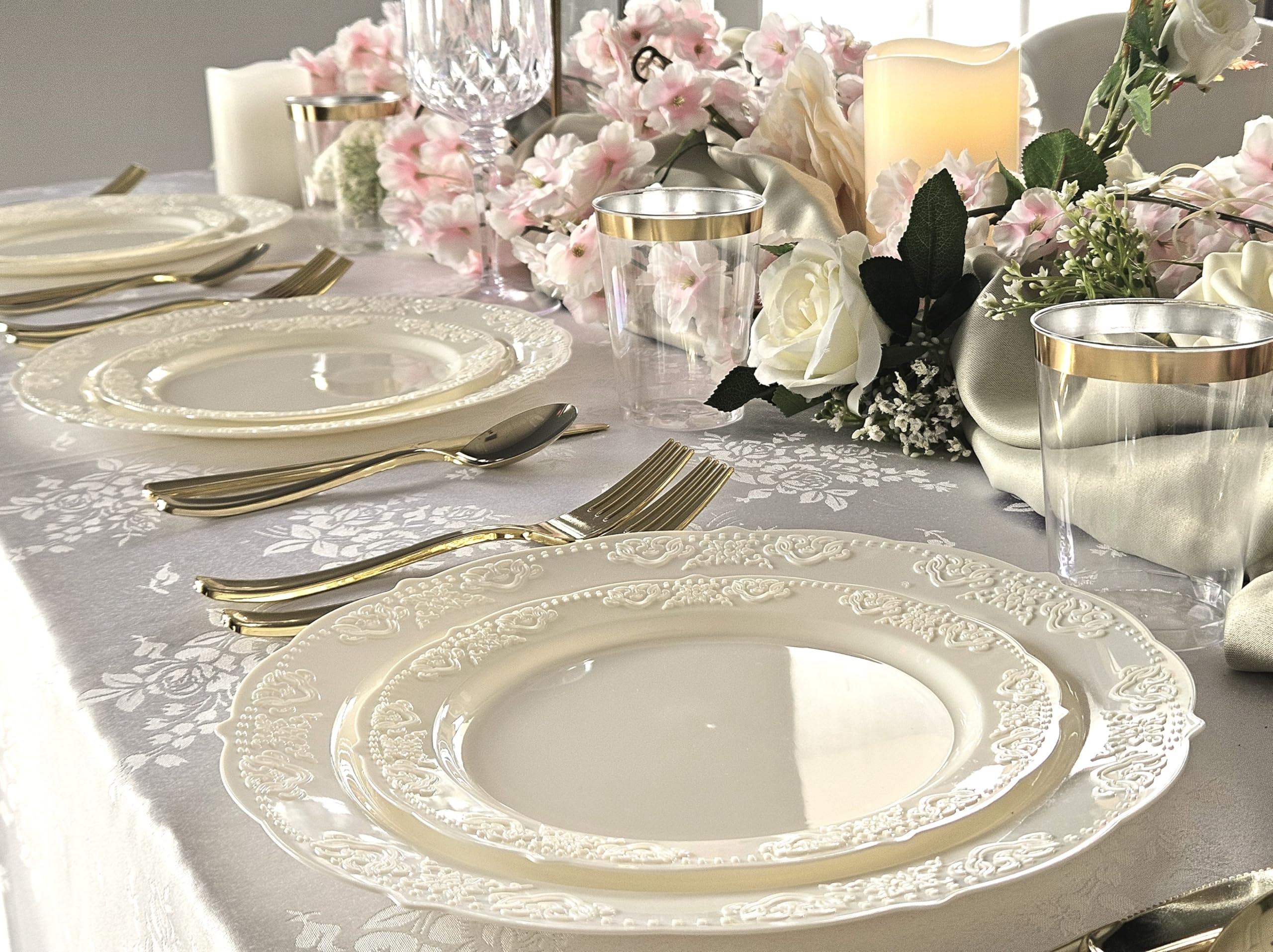 50 Ivory Disposable Plates - Elegant Party Set -5 50 Ivory Disposable Plates - Elegant Party Set -5