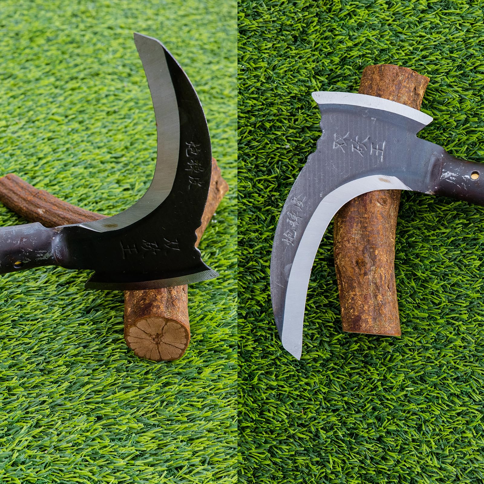 Général Acier au Manganèse Tondeuse Faucille Métal Durable Outil de Coupe Ménage Agricole Outils Multifonctionnel Double Faucheuse pour Outils de Jardin (A)