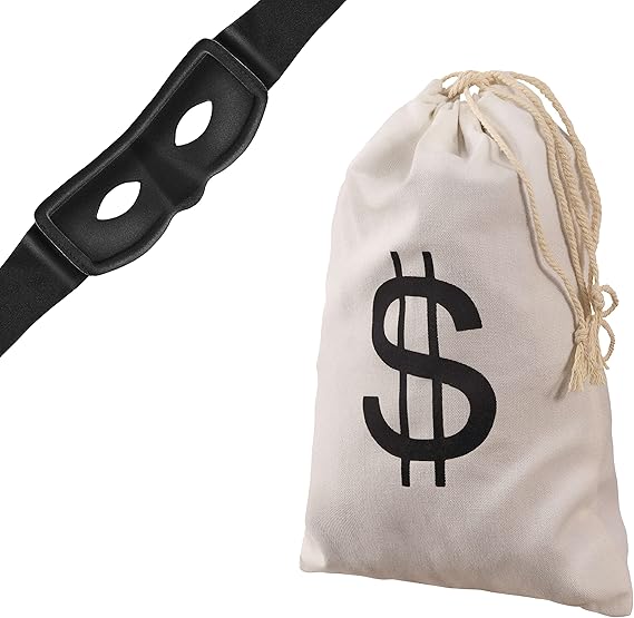 Panzerknacker Maske + Dollar Geldsack | Bandit | Zorro | Räuber | Dieb